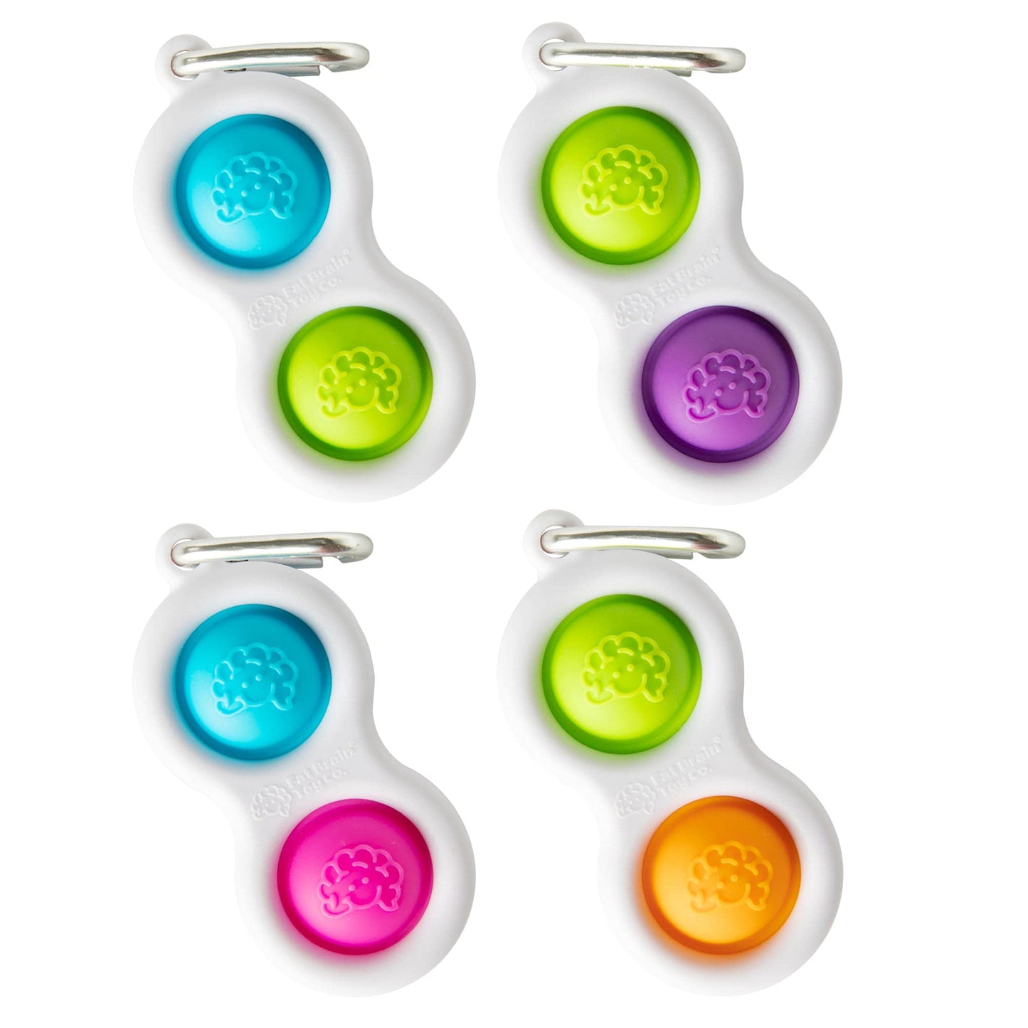 Fat Brain Toys Simpl Dimpl - Purple/Lime Popping Fidget Keychain
