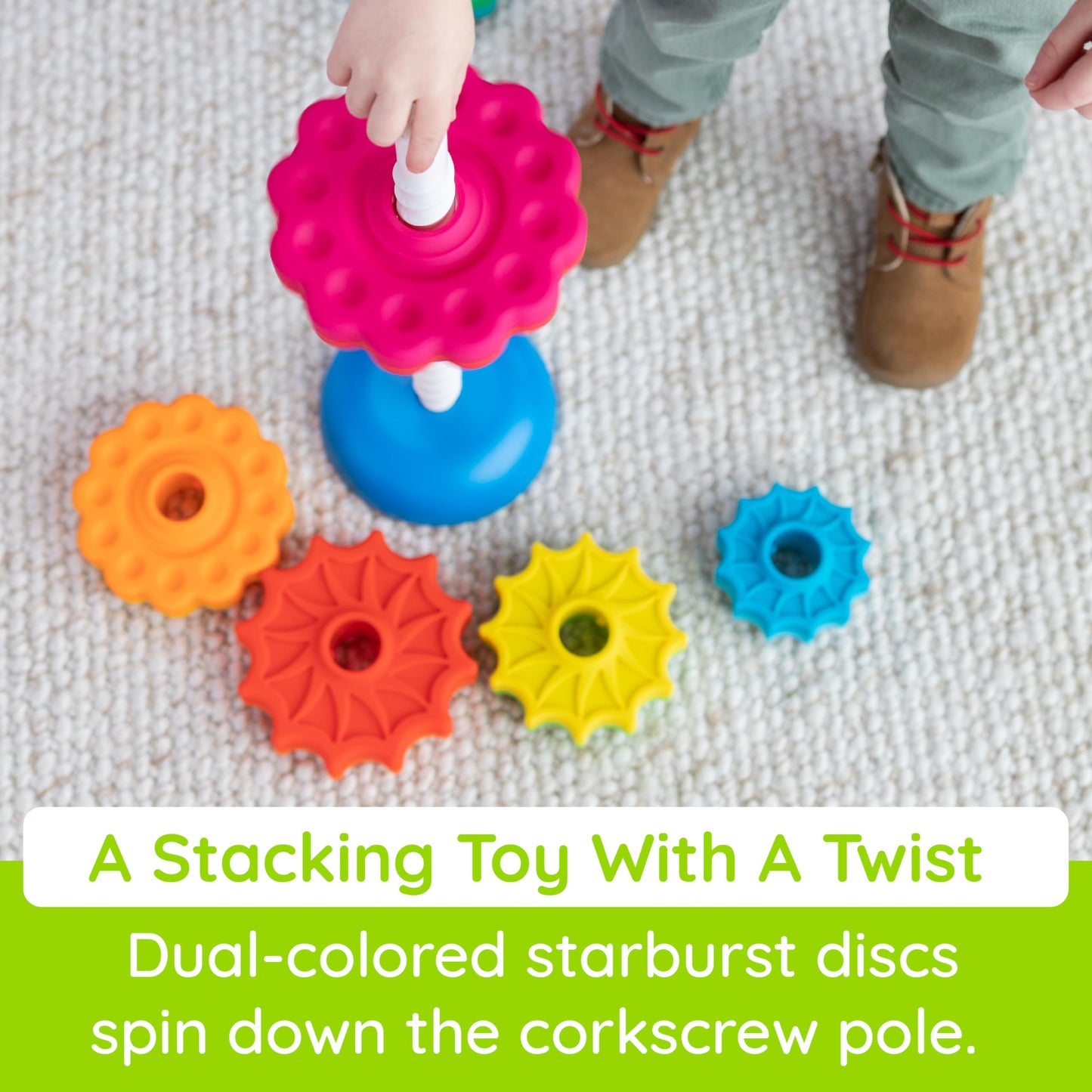 Fat Brain Toys SpinAgain – Stacking & Spinning Toy for Toddlers 1+
