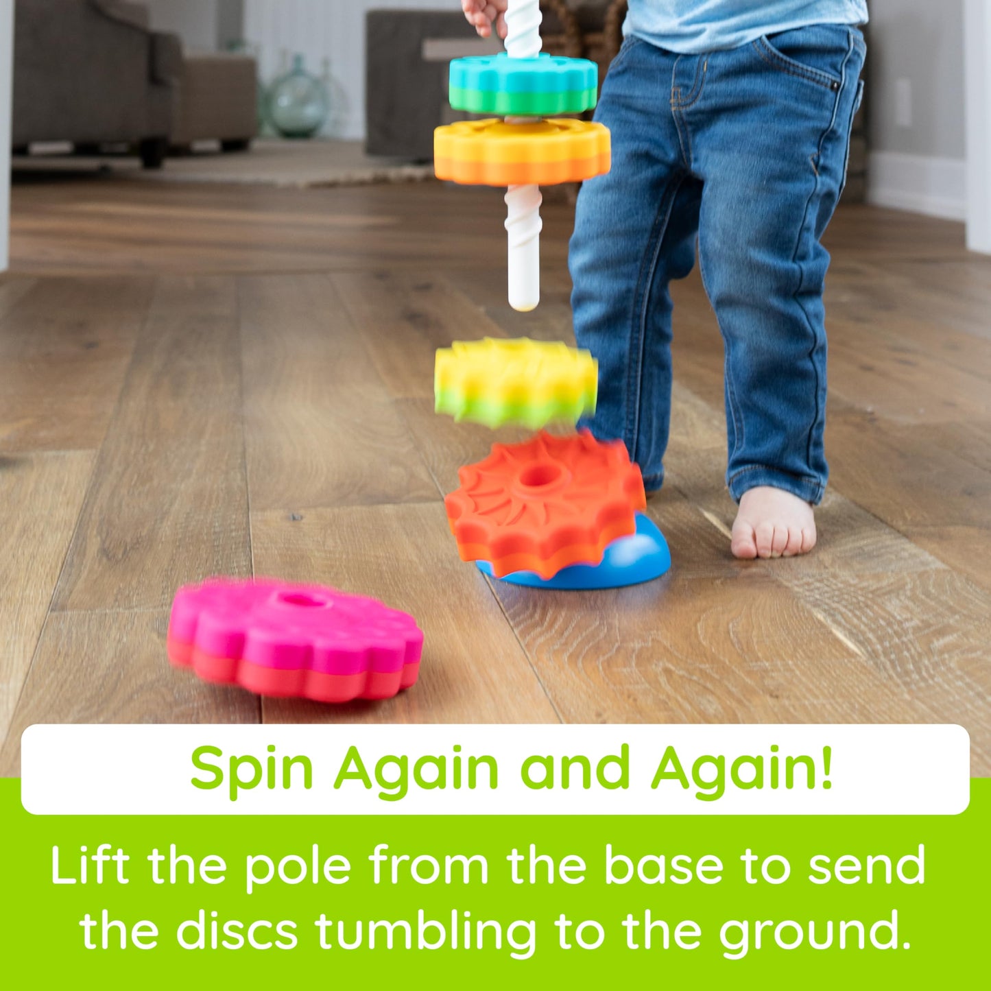 Fat Brain Toys SpinAgain – Stacking & Spinning Toy for Toddlers 1+