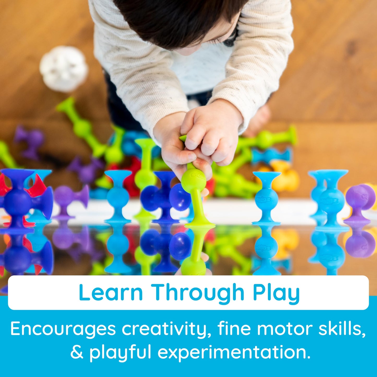 Fat Brain Toys Squigz Starter Set – 24-Piece Suction Bath Toys for Sensory Play, Ages 3+