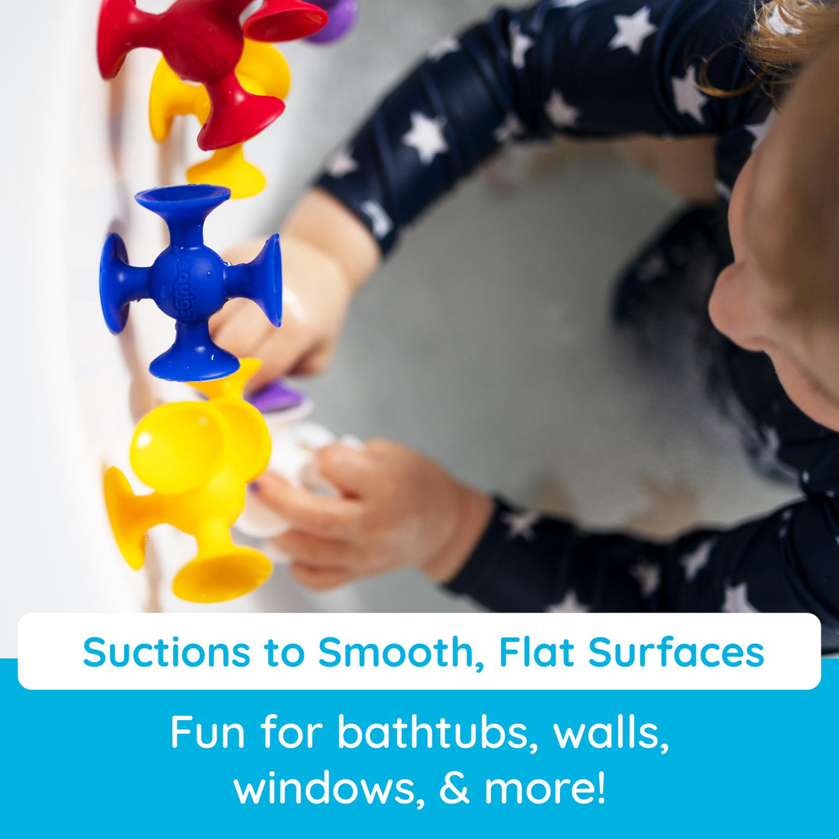Fat Brain Toys Squigz Starter Set – 24-Piece Suction Bath Toys for Sensory Play, Ages 3+