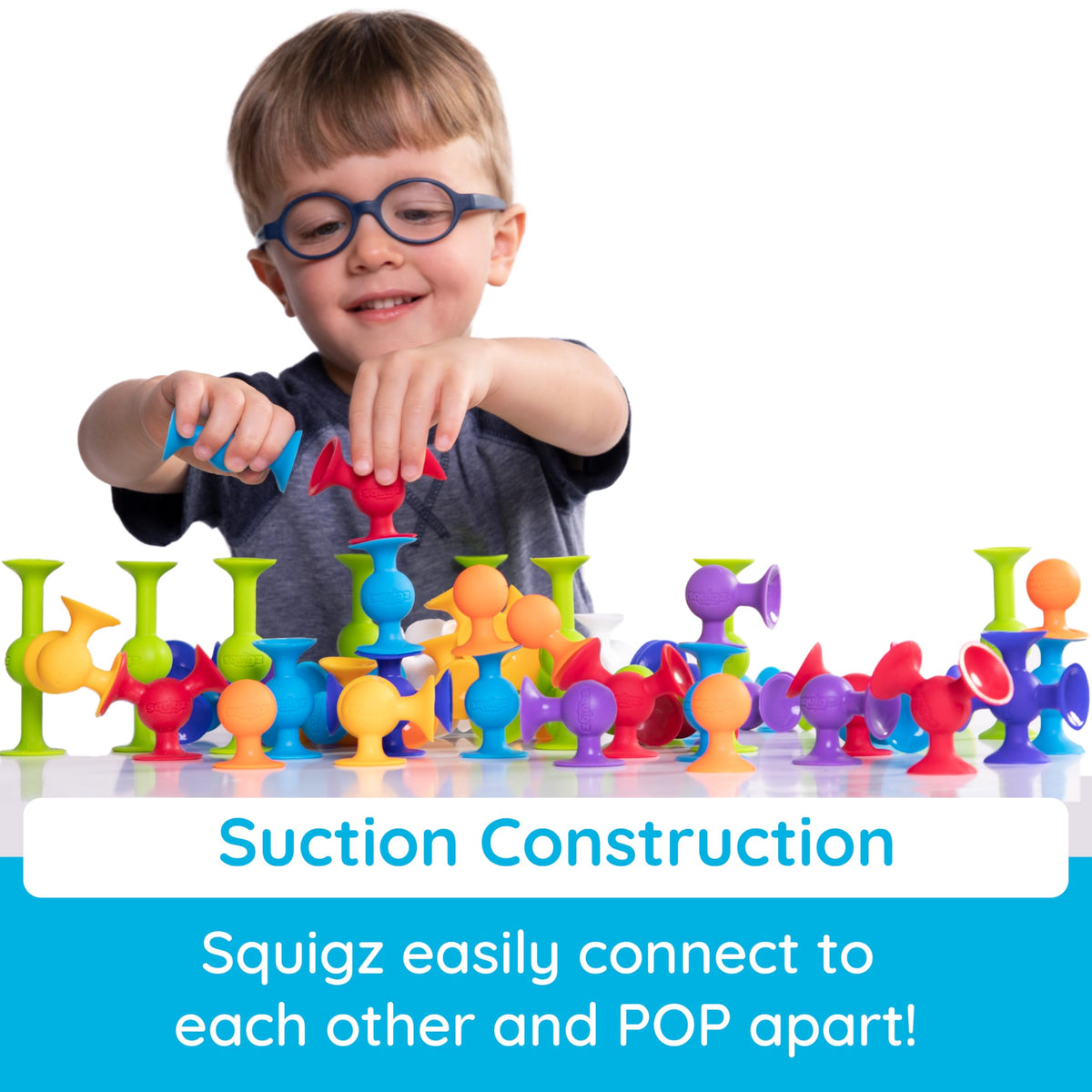 Fat Brain Toys Squigz Starter Set – 24-Piece Suction Bath Toys for Sensory Play, Ages 3+