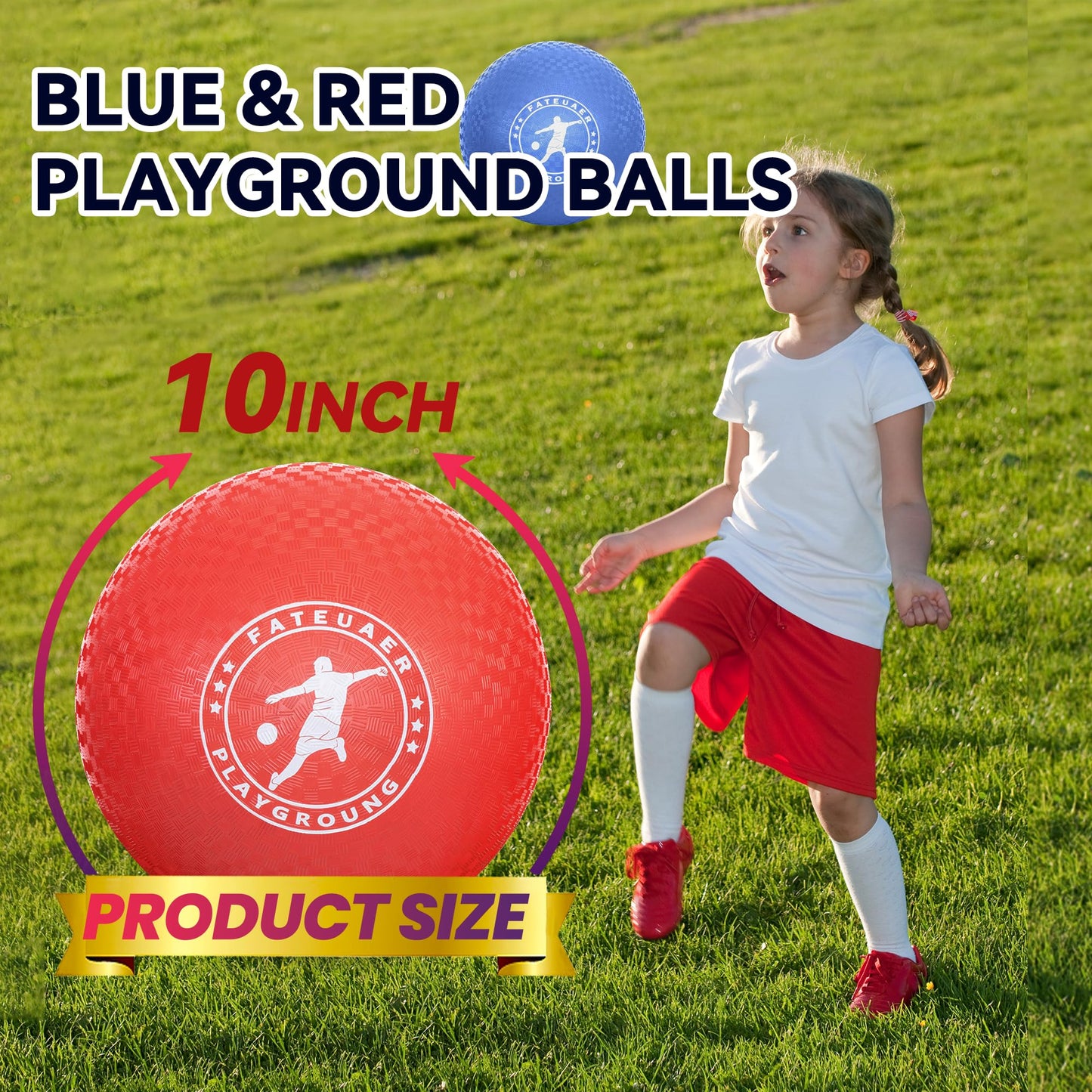 FATEUAER 10 Inch Kickball Set – Durable Outdoor Balls with Carry Bag for Kids and Adults