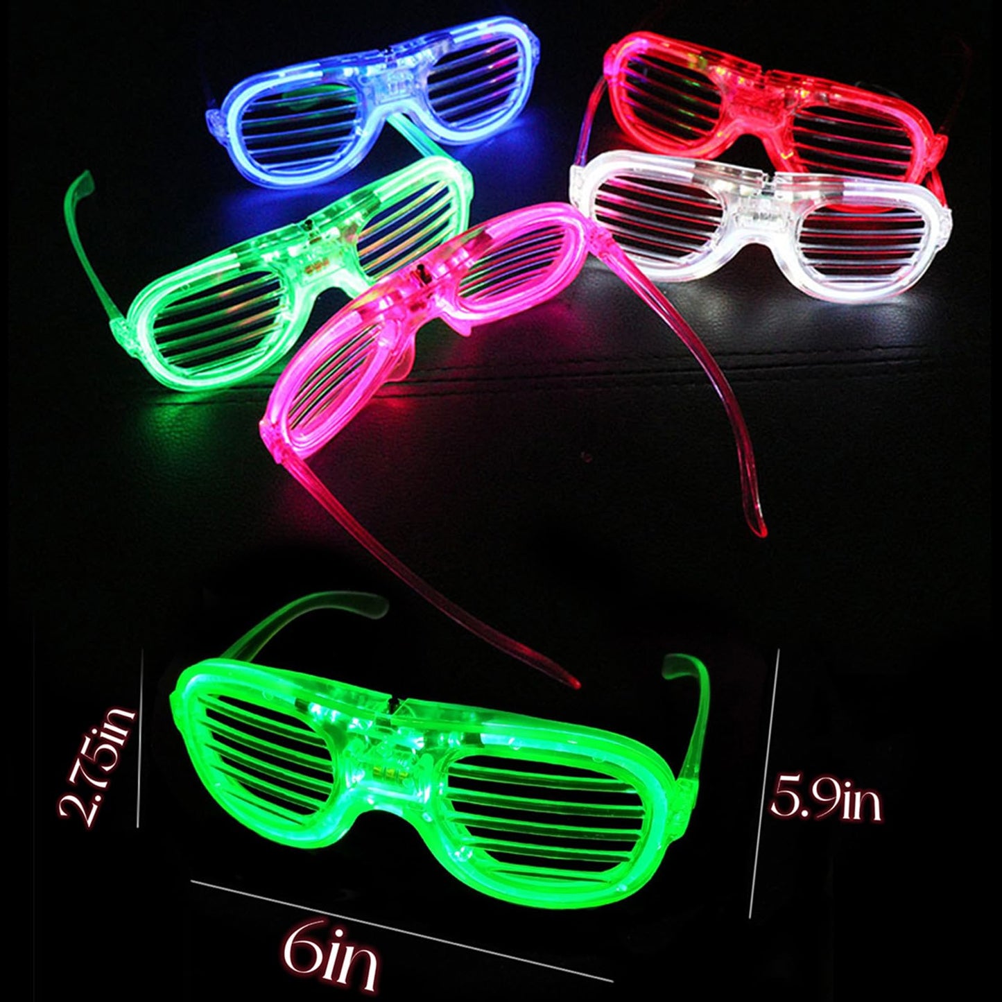 FathiSooc 35-Pack LED Glow Glasses – 5 Neon Colors for Parties, Festivals & Cosplay