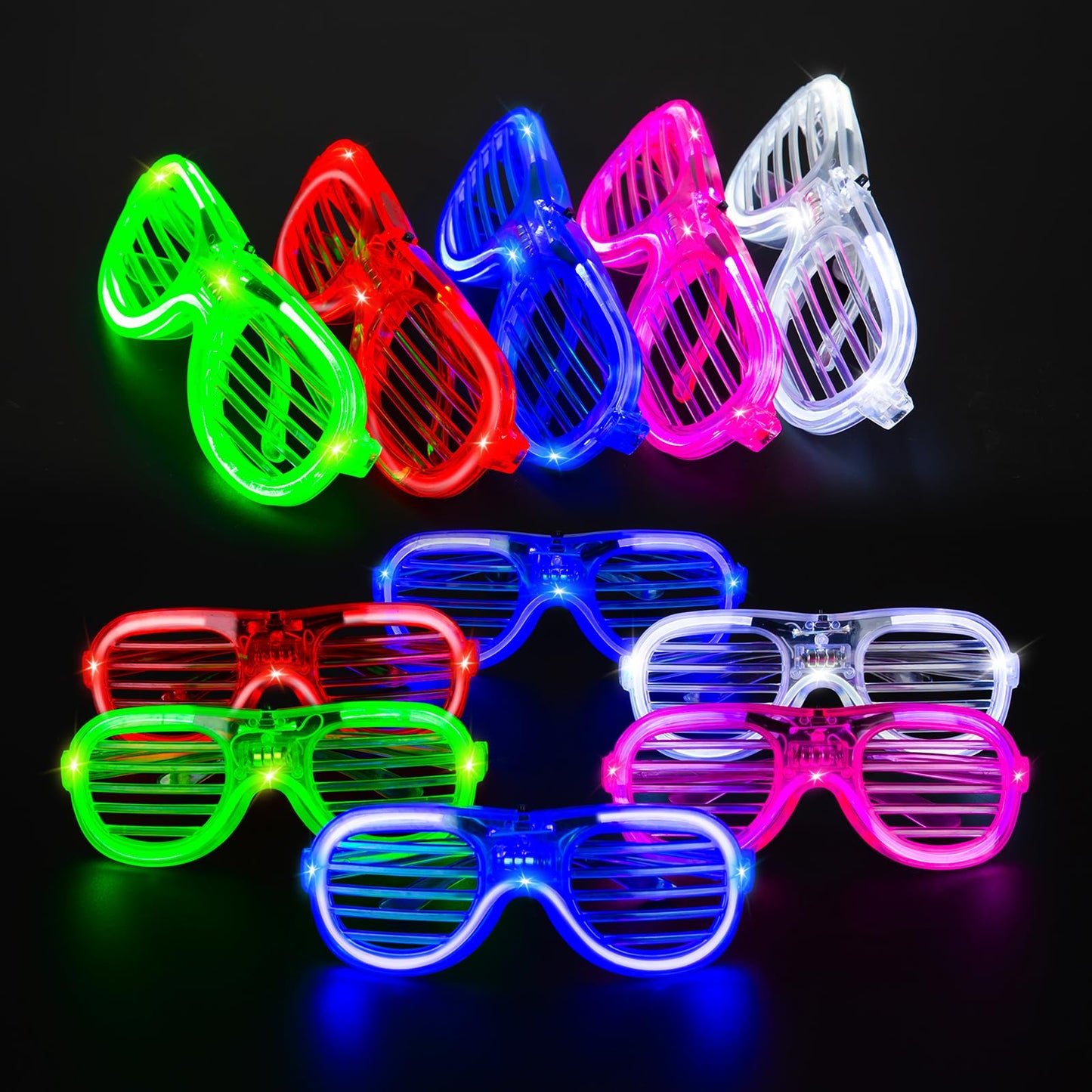 FathiSooc 35-Pack LED Glow Glasses – 5 Neon Colors for Parties, Festivals & Cosplay