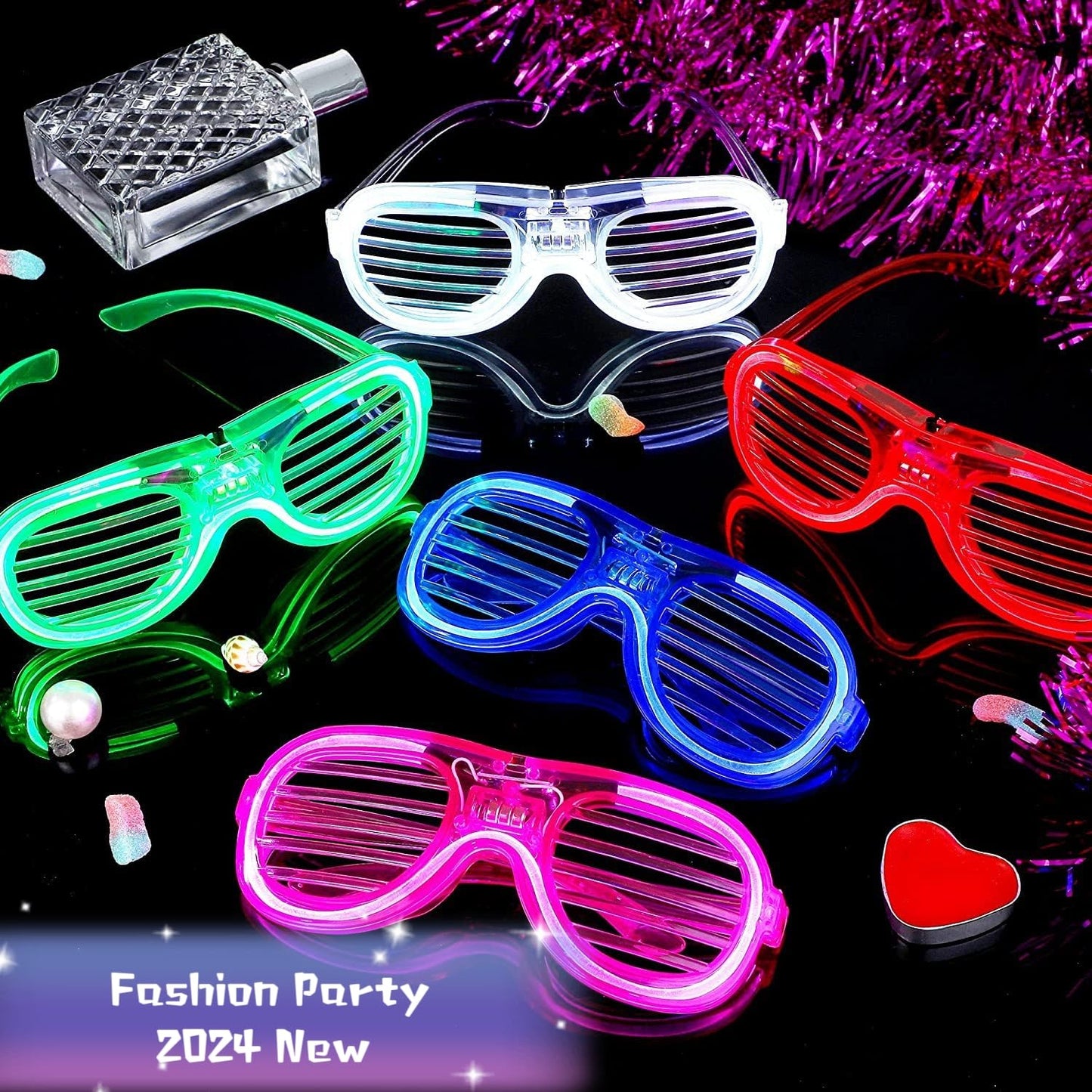 FathiSooc 35-Pack LED Glow Glasses – 5 Neon Colors for Parties, Festivals & Cosplay