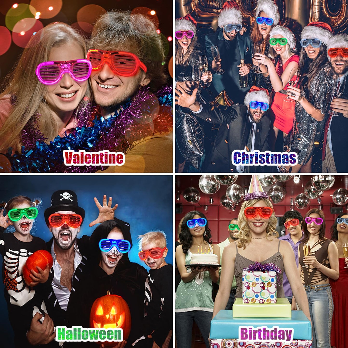 FathiSooc 35-Pack LED Glow Glasses – 5 Neon Colors for Parties, Festivals & Cosplay