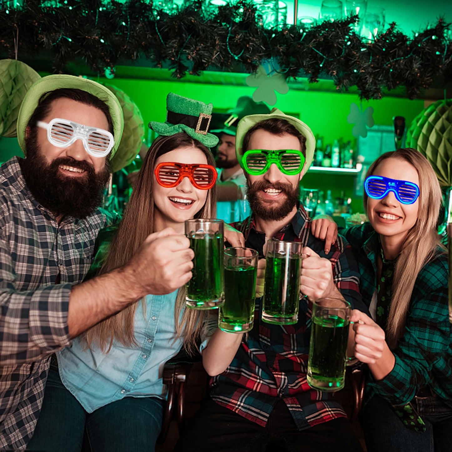 FathiSooc 35-Pack LED Glow Glasses – 5 Neon Colors for Parties, Festivals & Cosplay
