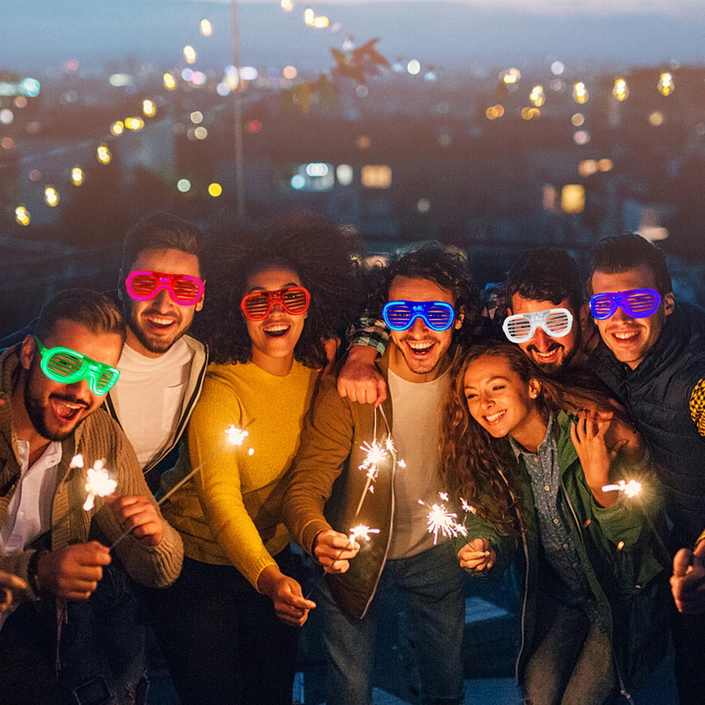 FathiSooc 35-Pack LED Glow Glasses – 5 Neon Colors for Parties, Festivals & Cosplay