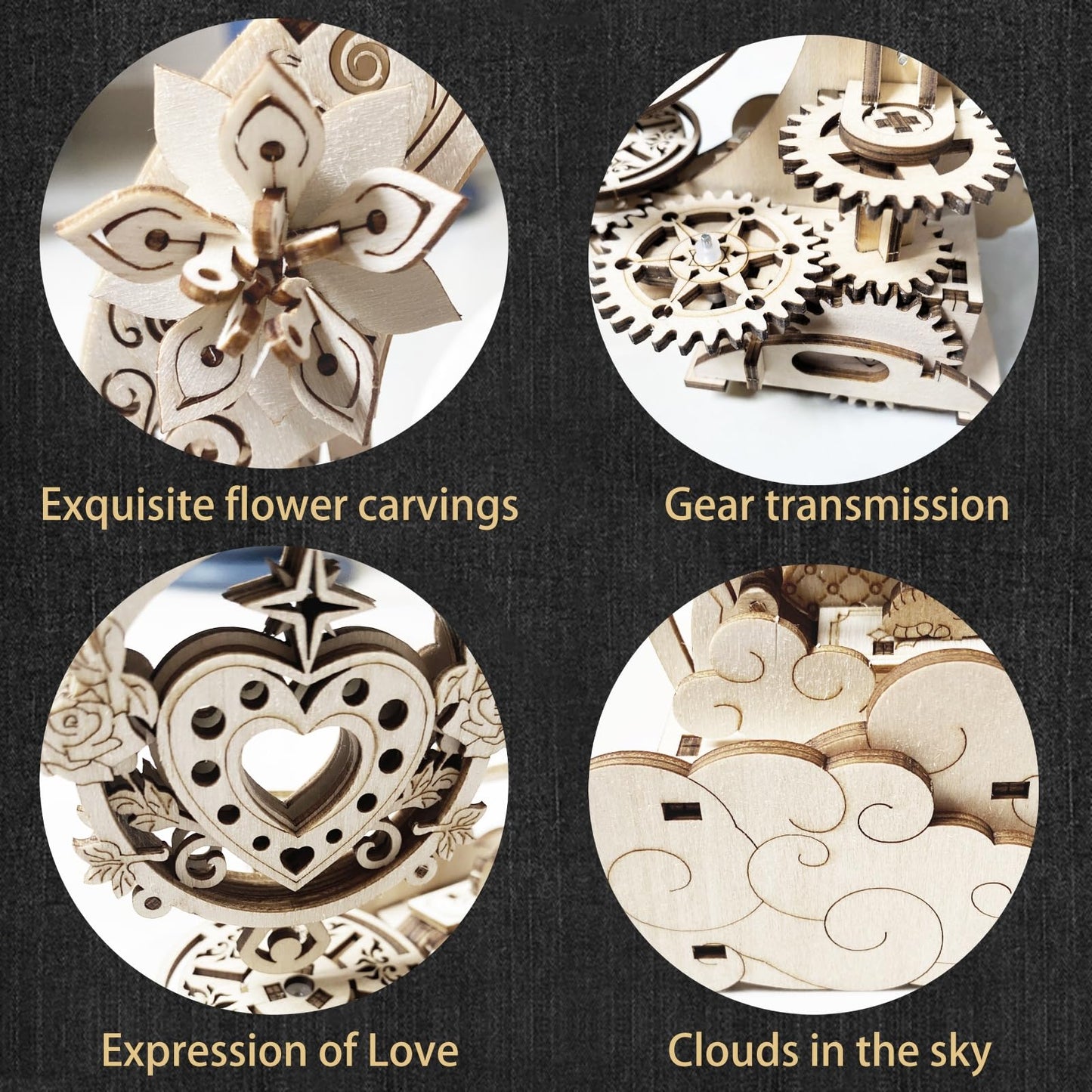 FAUCLY Wooden 3D Puzzle for Adults – Mechanical Music Box Model Kit (DIY Wood Craft, 14+)