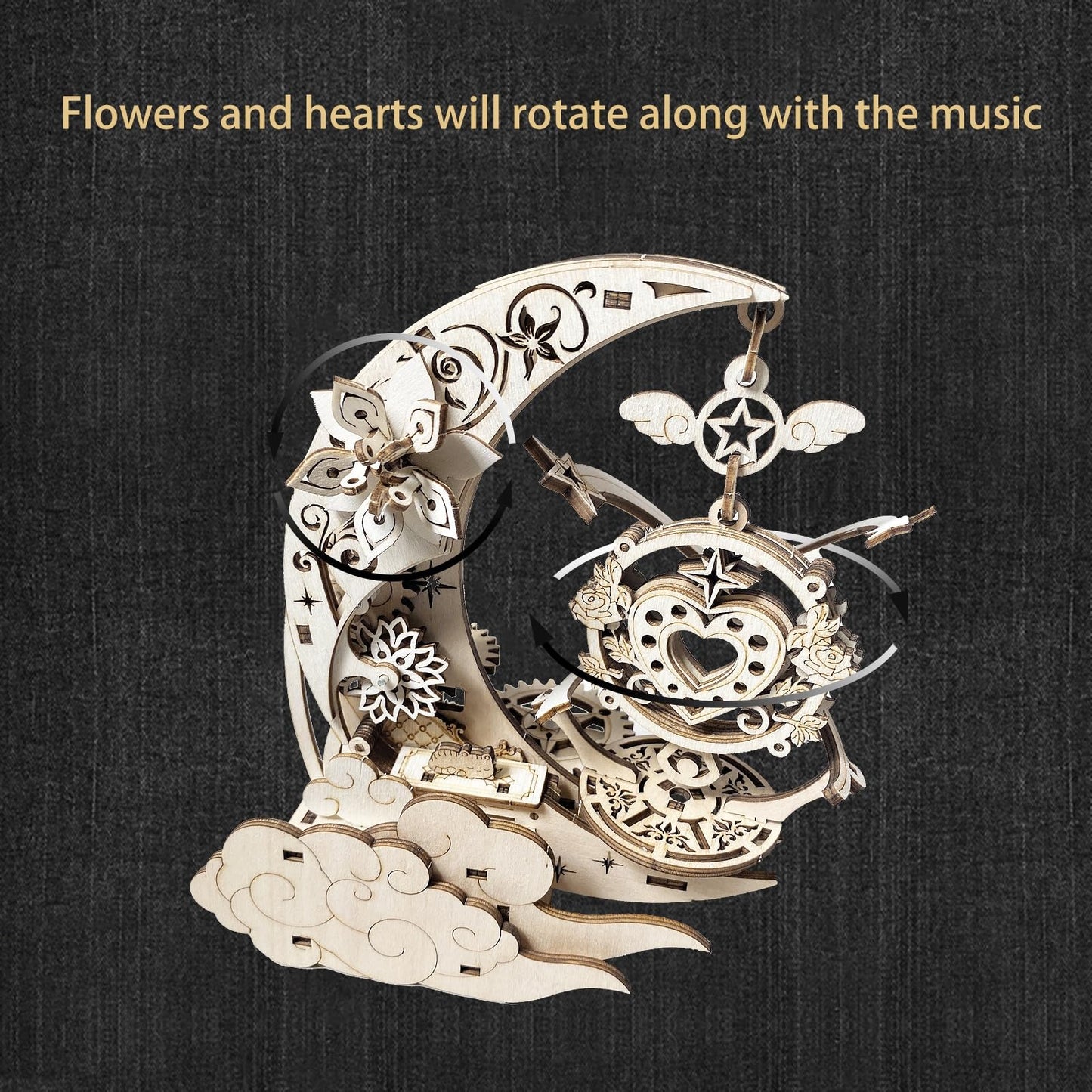 FAUCLY Wooden 3D Puzzle for Adults – Mechanical Music Box Model Kit (DIY Wood Craft, 14+)