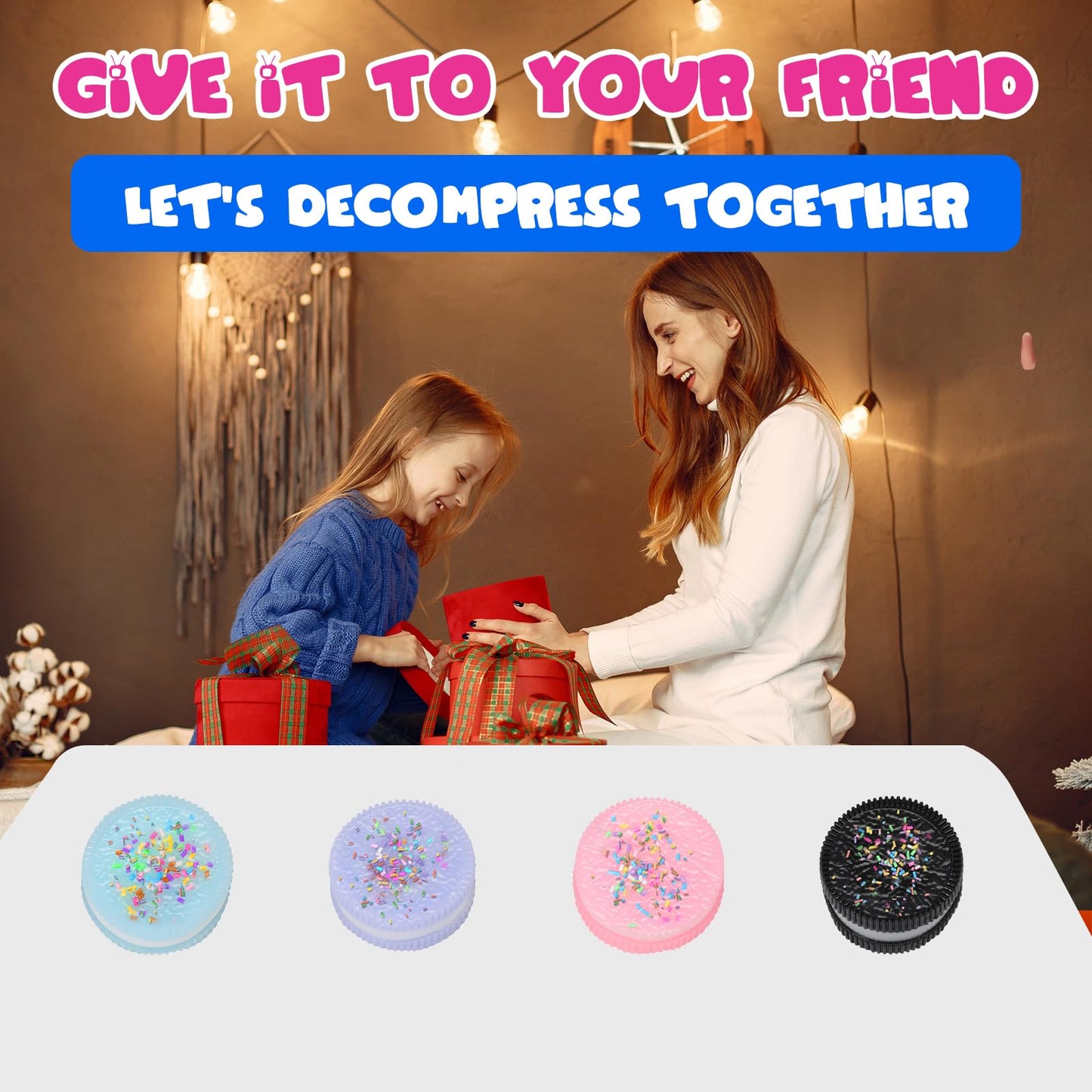 Faukait 3pc Handmade Pink Cookie Squishy – Soft Silicone Stress Relief Toys