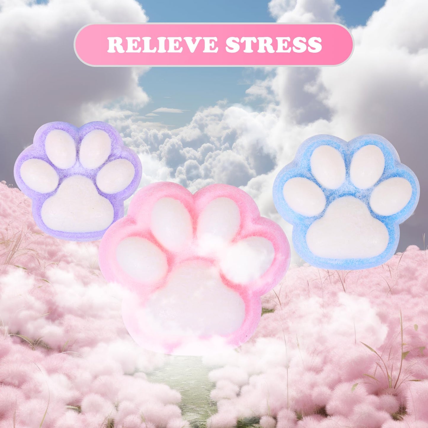 FauKait Pink 5in Cat Paw Squishy – Cute Kawaii Fidget Toy for Kids & Adults