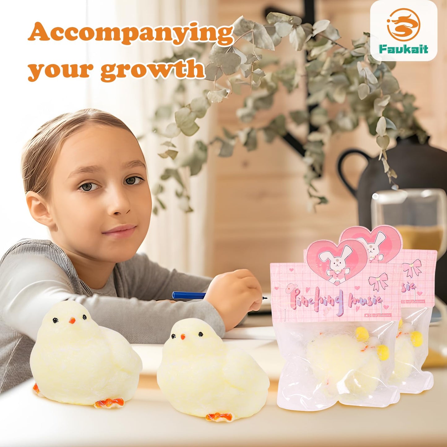 FauKait Handmade Chick Squeeze Toy - Ultra-Soft Silicone Fidget for Stress Relief (1pc)