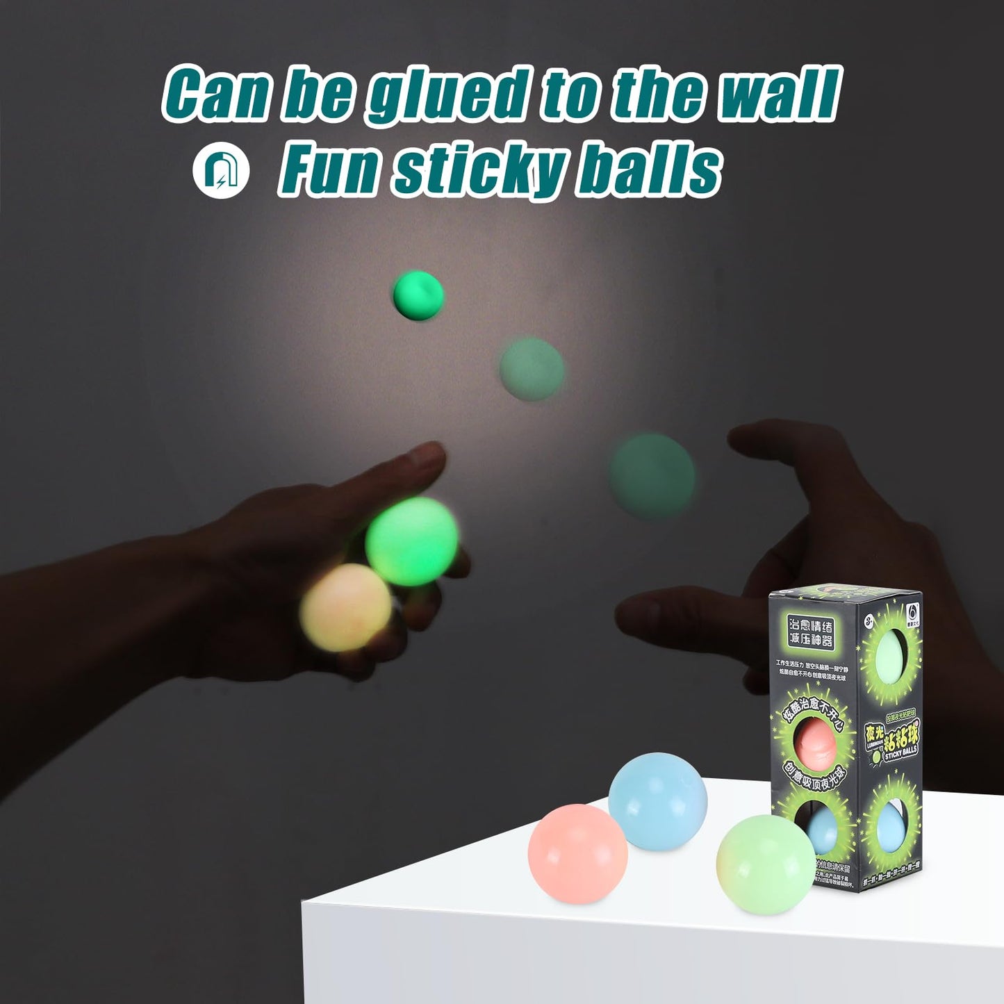 FauKait 3-Pack Dream Balls – Glow-in-the-Dark Ceiling Sticky Balls for ASMR & Stress Relief