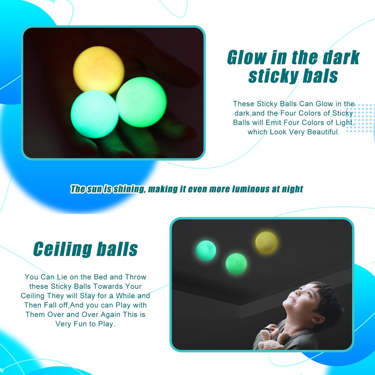 FauKait 3-Pack Dream Balls – Glow-in-the-Dark Ceiling Sticky Balls for ASMR & Stress Relief
