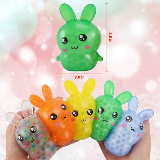FauKait 4-Pack Easter Bunny Stress Balls – Easter Basket Stuffers & Fidgets for Adults