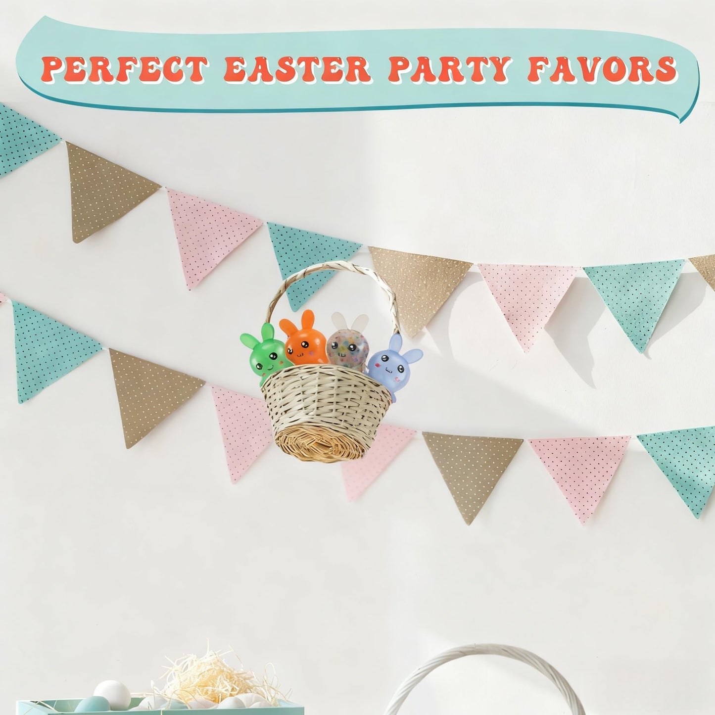 FauKait 4-Pack Easter Bunny Stress Balls – Easter Basket Stuffers & Fidgets for Adults