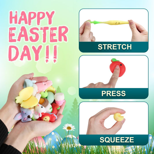FauKait 32-Pack Easter Mochi Squishies – Kids Stress Relief Toys & Party Favors
