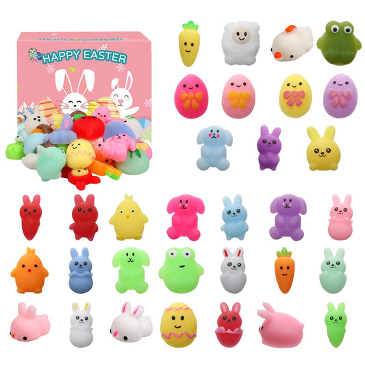 FauKait 32-Pack Easter Mochi Squishies – Kids Stress Relief Toys & Party Favors