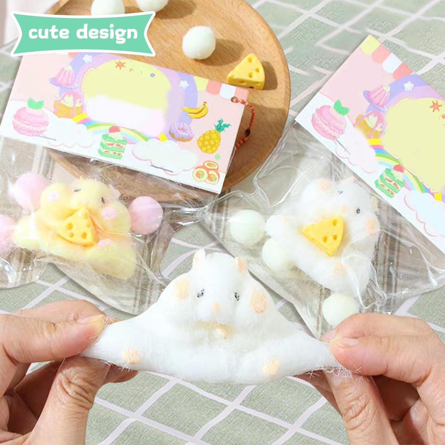 FauKait 2-Pack Squishy Hamster Toys – 3-Inch Soft Squeeze, Fidget & Stress Relief for Kids & Adults