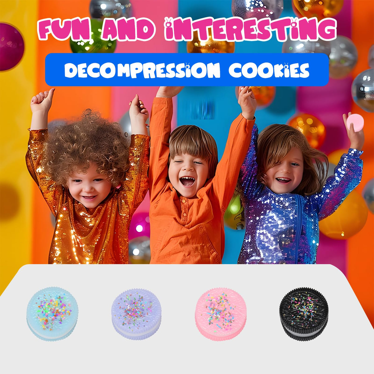 Faukait 3pc Handmade Pink Cookie Squishy – Soft Silicone Stress Relief Toys