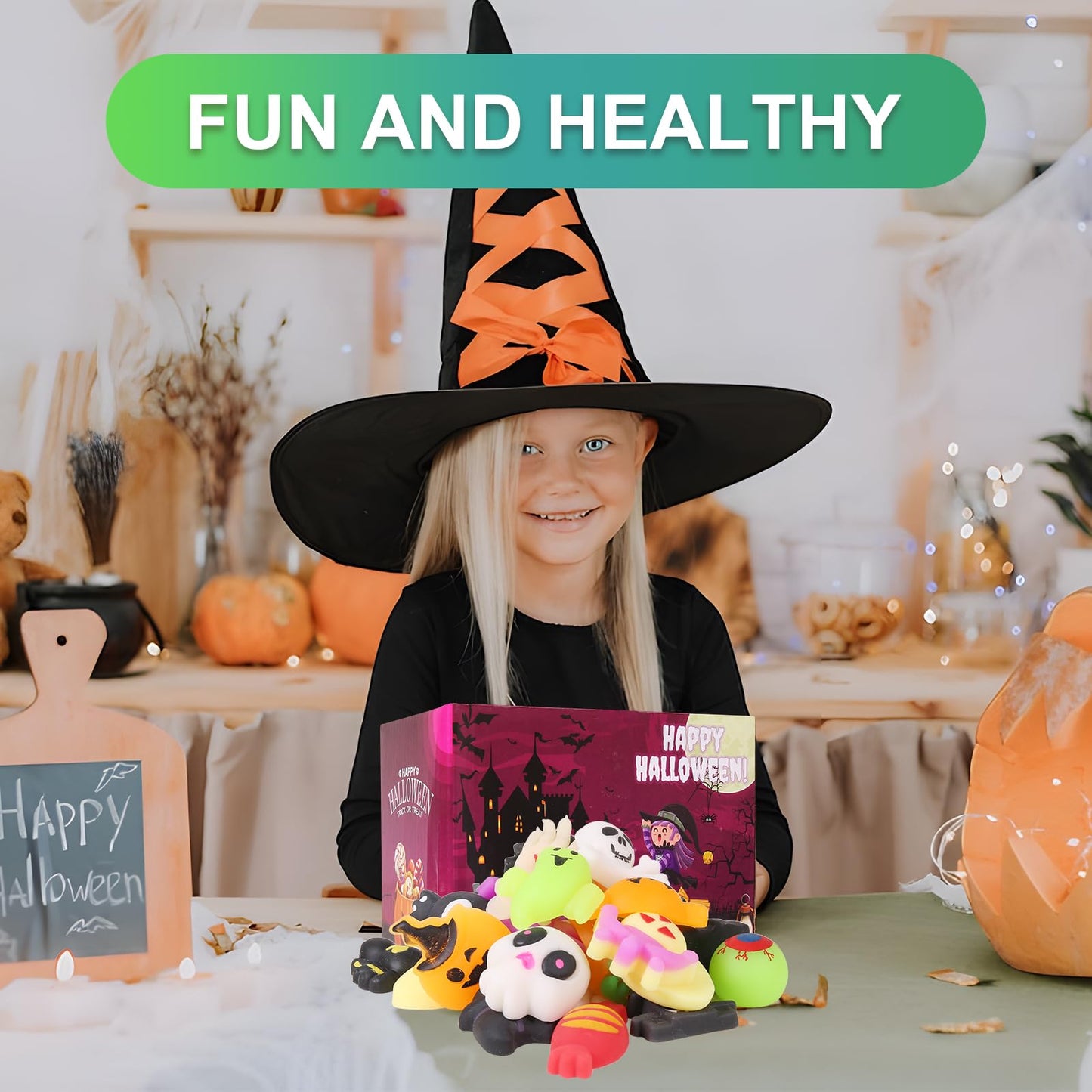 Faukait 32 Pcs Halloween Mochi Squishy Toys – Party Favors, Goodie Bags & Classroom Prizes