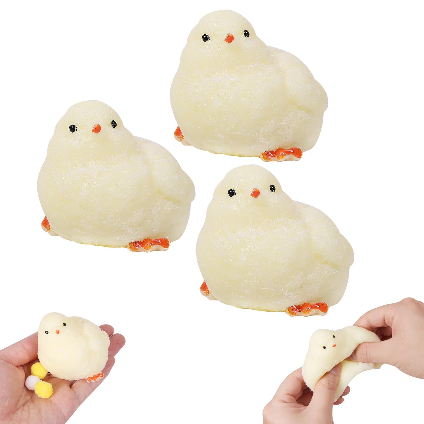 FauKait 3pcs Handmade Chick Squeeze Toys – Ultra Soft Silicone Squishies