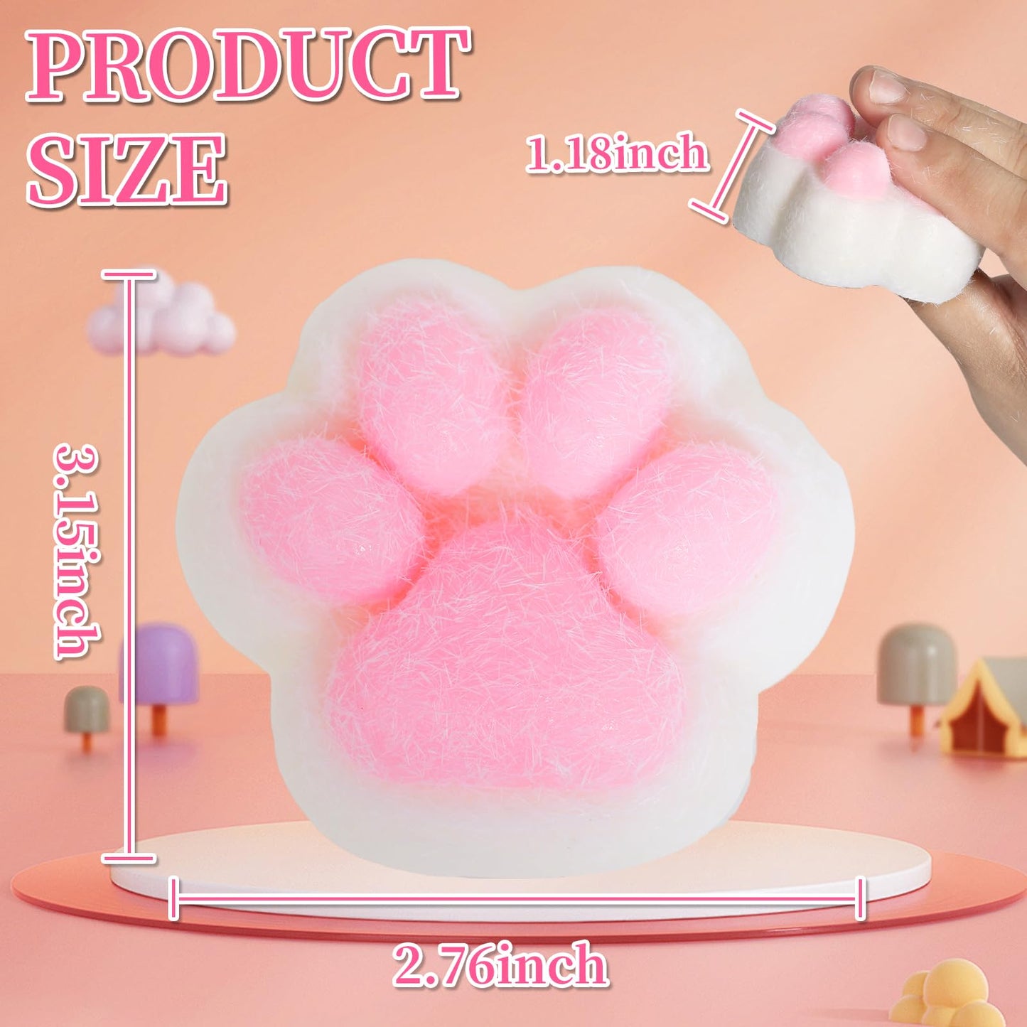 FauKait Cat Paw Squishy Toy – 3.15in Big Kawaii Fufu Fidget Stress Ball