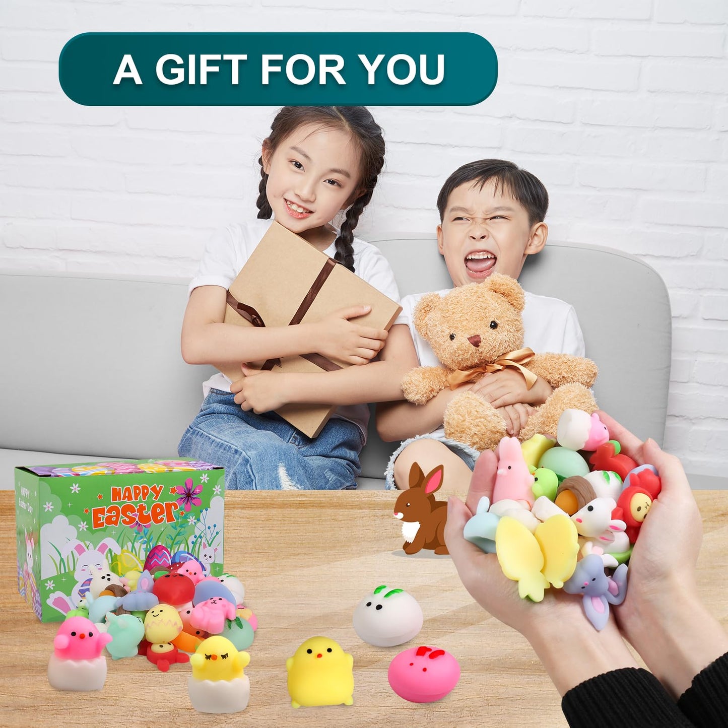 FauKait 32-Pack Easter Mochi Squishies – Kids Stress Relief Toys & Party Favors