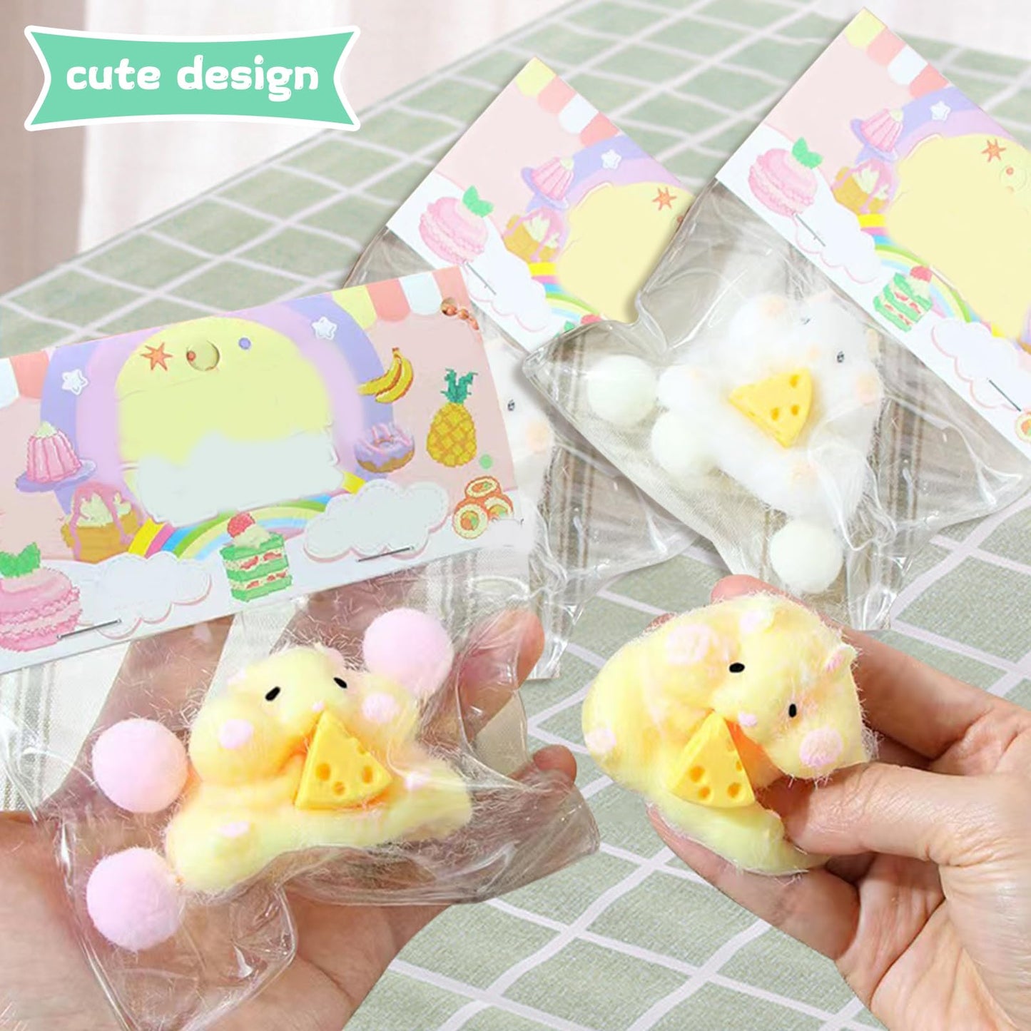 FauKait 2-Pack Squishy Hamster Toys – 3-Inch Soft Squeeze, Fidget & Stress Relief for Kids & Adults