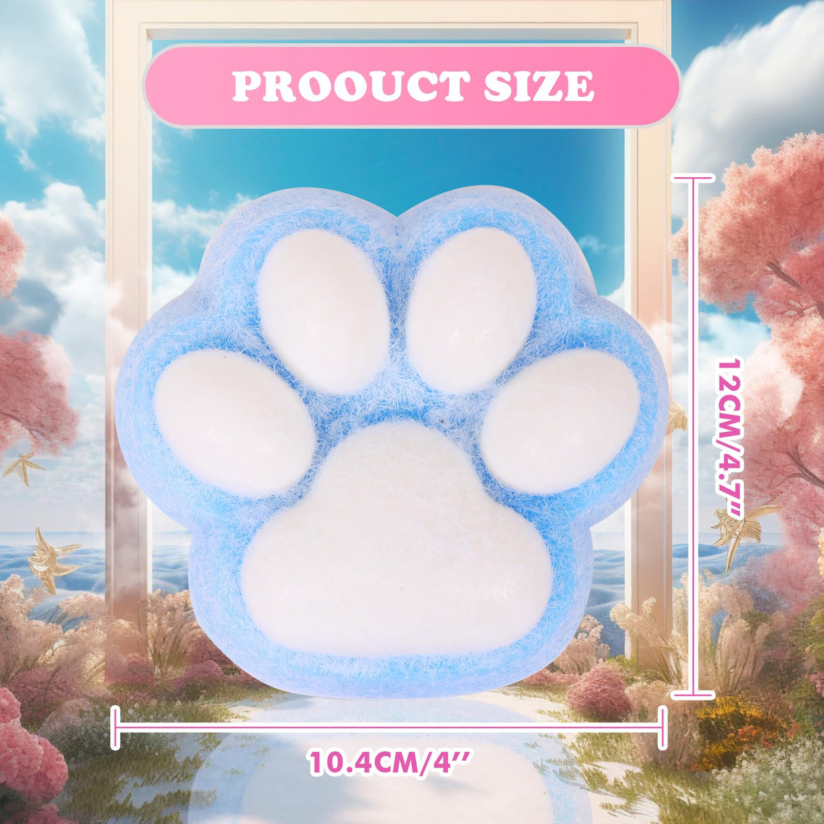 FauKait Pink 5in Cat Paw Squishy – Cute Kawaii Fidget Toy for Kids & Adults