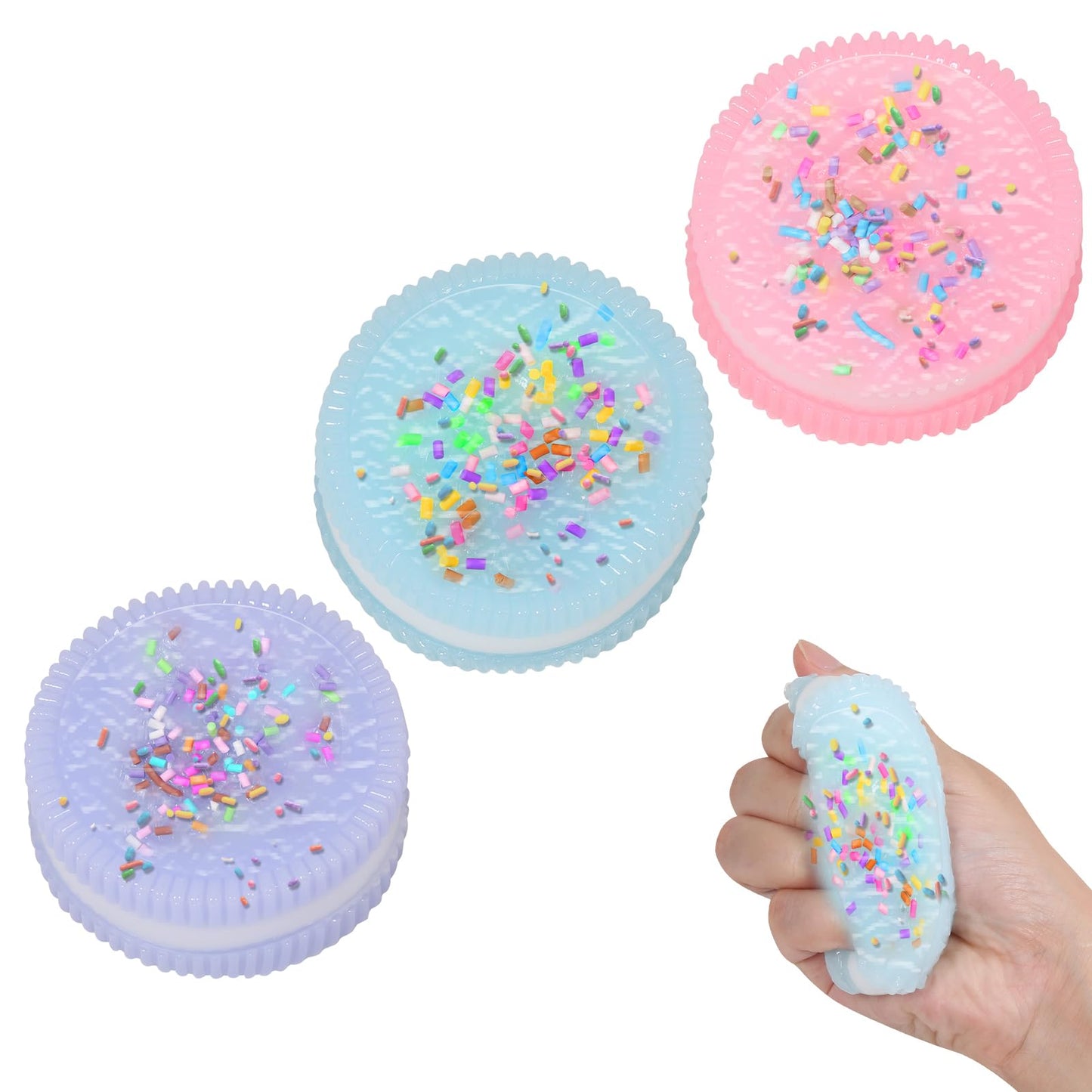 Faukait 3pc Handmade Pink Cookie Squishy – Soft Silicone Stress Relief Toys
