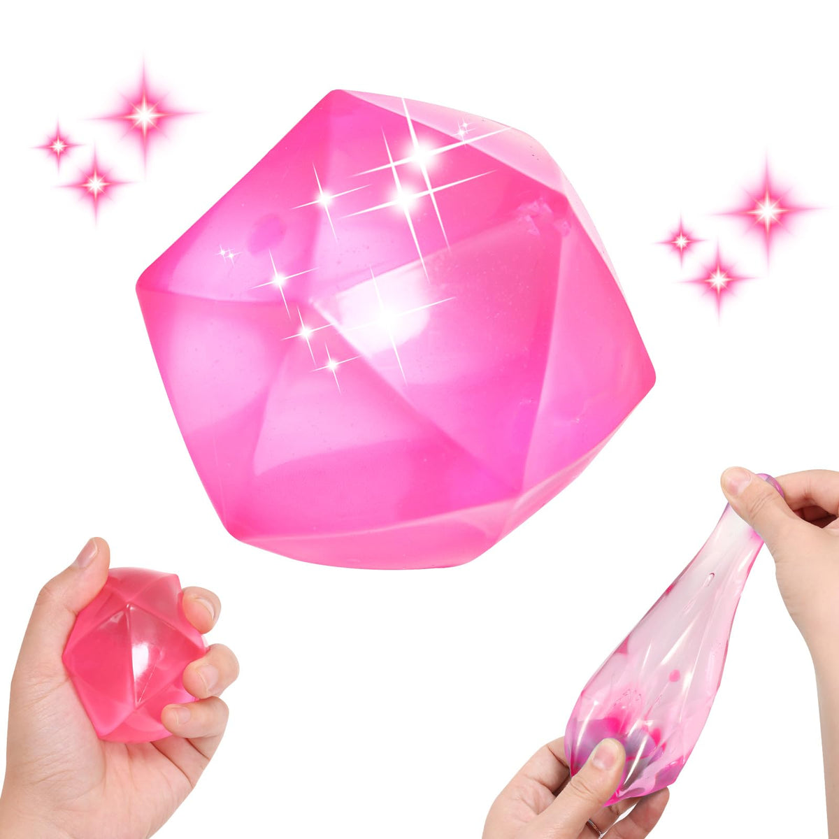FauKait Pink 2.45 Stress Cube – Portable Diamond Malt Sugar Fidget Ball