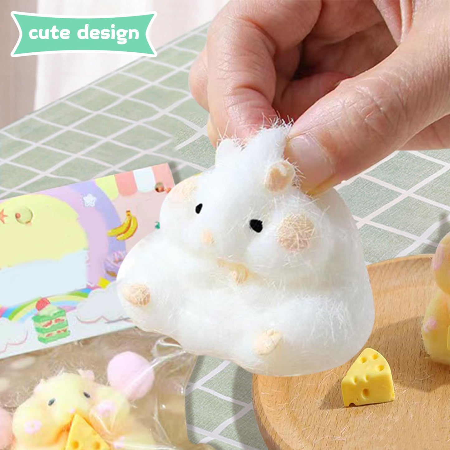 FauKait 2-Pack Squishy Hamster Toys – 3-Inch Soft Squeeze, Fidget & Stress Relief for Kids & Adults