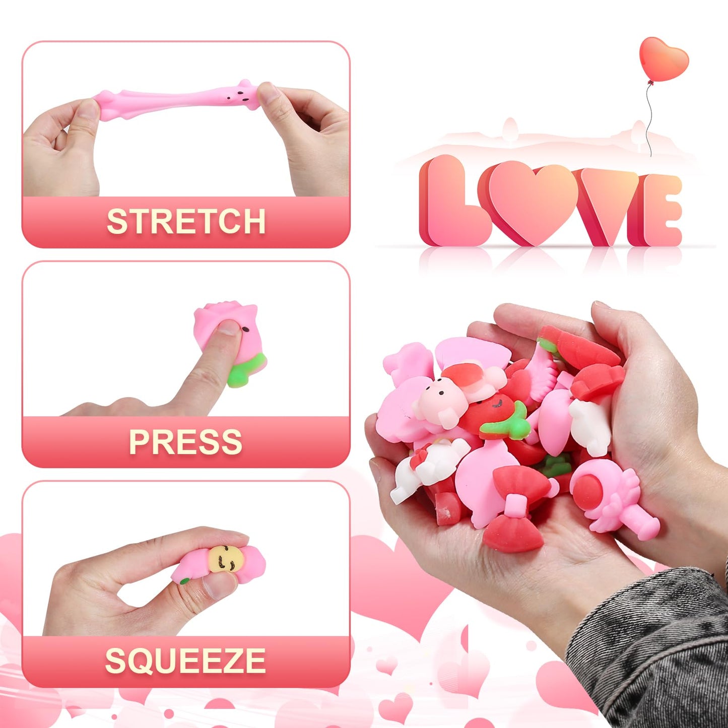 Faukait 32-Pack Valentines Squishies – Cute Mochi Toys for Parties