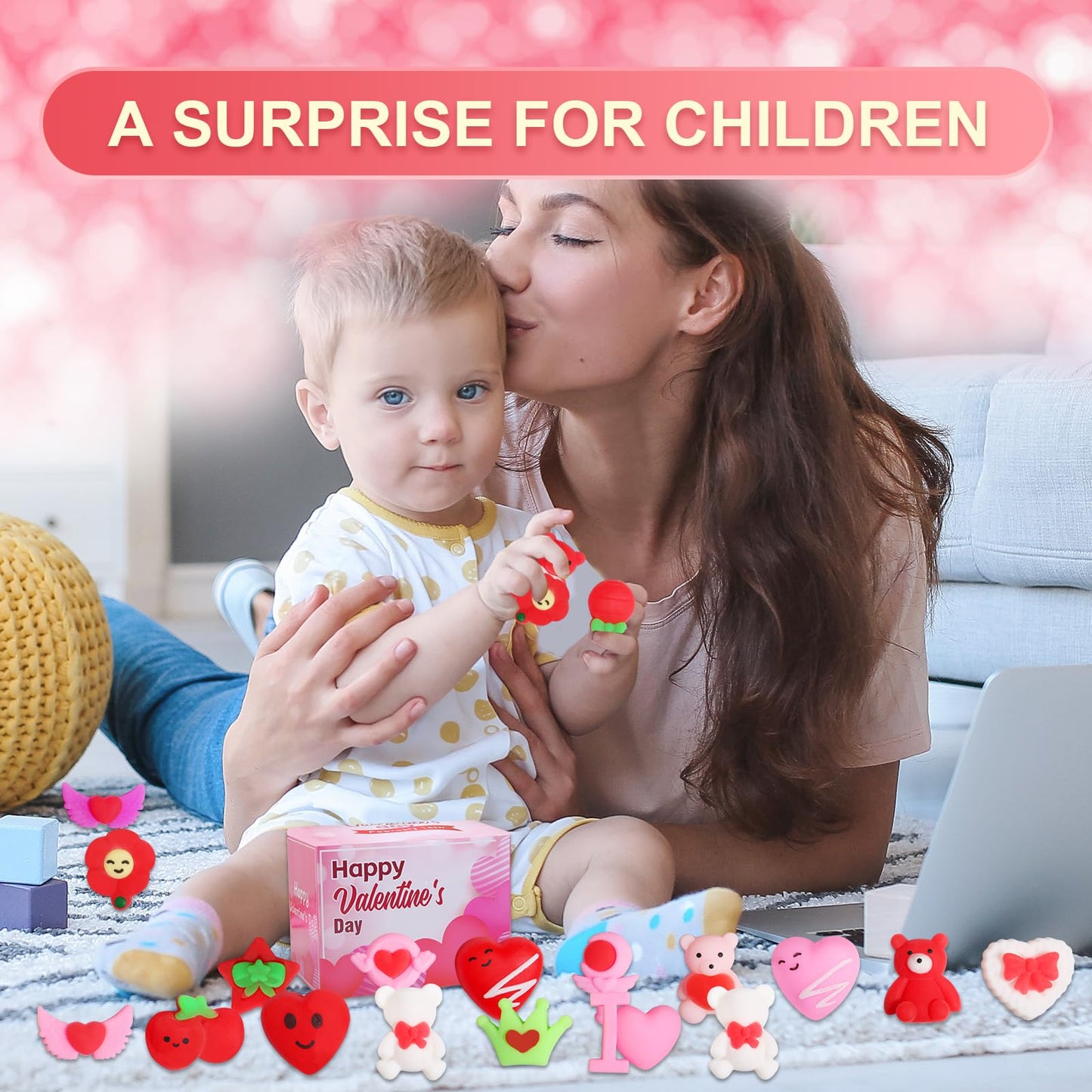 Faukait 32-Pack Valentines Squishies – Cute Mochi Toys for Parties