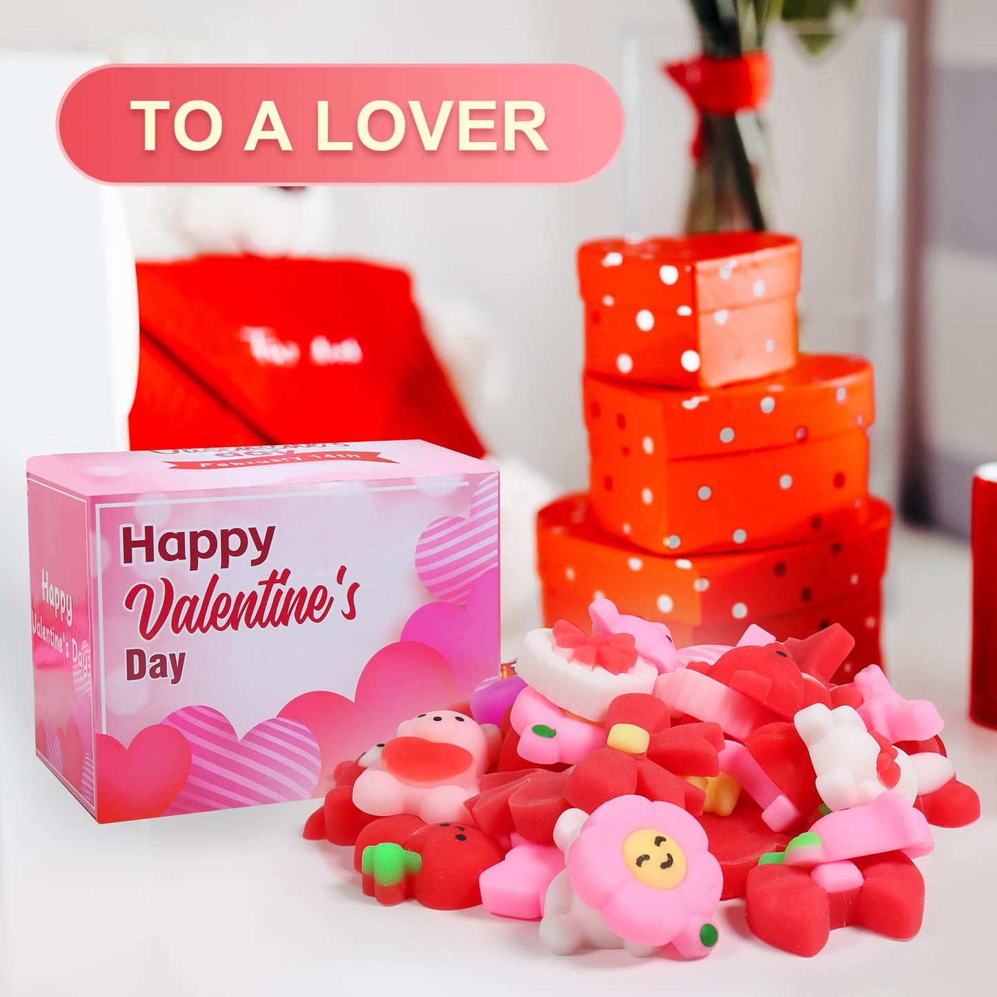 Faukait 32-Pack Valentines Squishies – Cute Mochi Toys for Parties