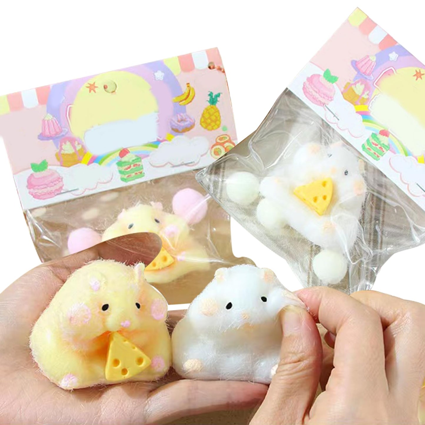 FauKait 2-Pack Squishy Hamster Toys – 3-Inch Soft Squeeze, Fidget & Stress Relief for Kids & Adults