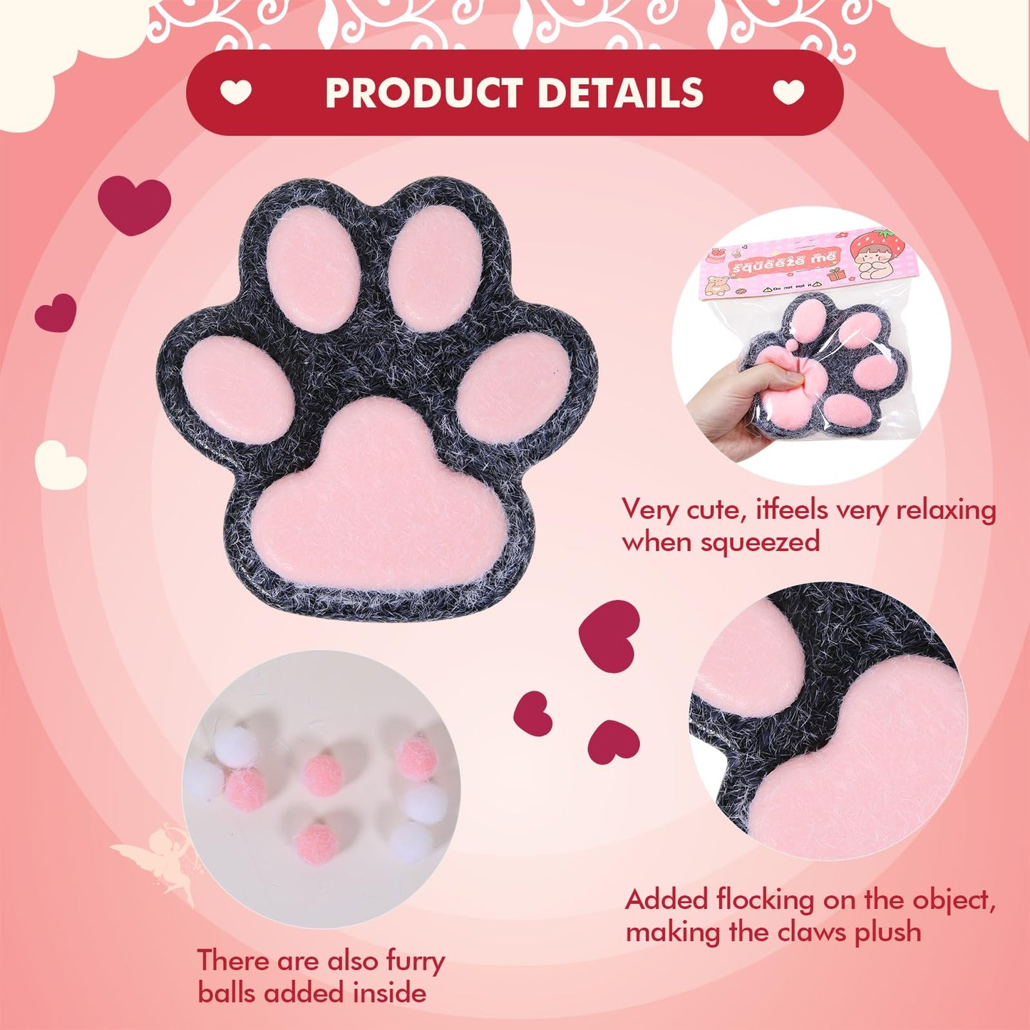 FauKait 2pcs Cat Paw Squishy Toys – 5.5-Inch Big Cute Kawaii Fufu Squishies