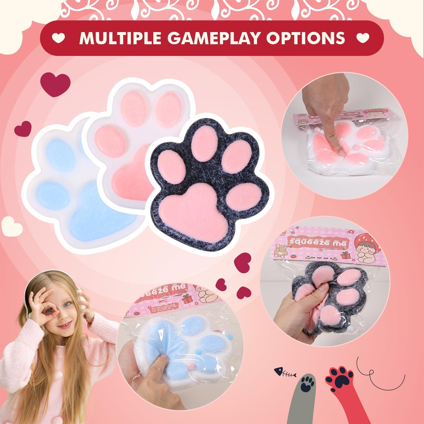 FauKait 2pcs Cat Paw Squishy Toys – 5.5-Inch Big Cute Kawaii Fufu Squishies