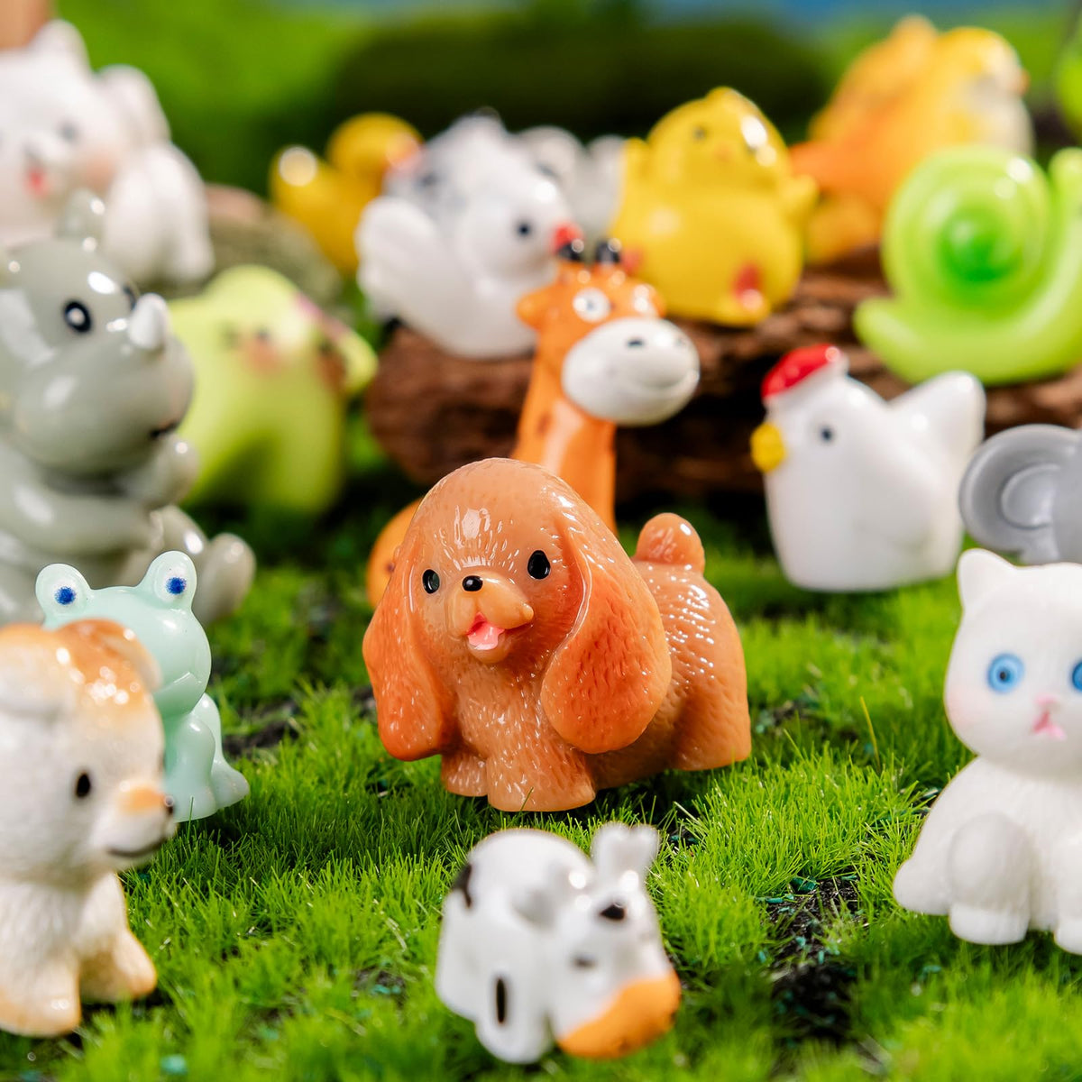 Faunamancy 42 Pcs Mini Resin Animals Set – Fairy Garden & Dollhouse Miniatures