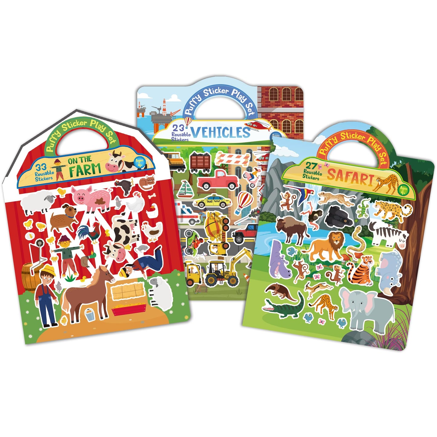 FAVORGEAR Reusable Puffy Sticker Book for Kids – 80+ Restickable Stickers | Travel Toy