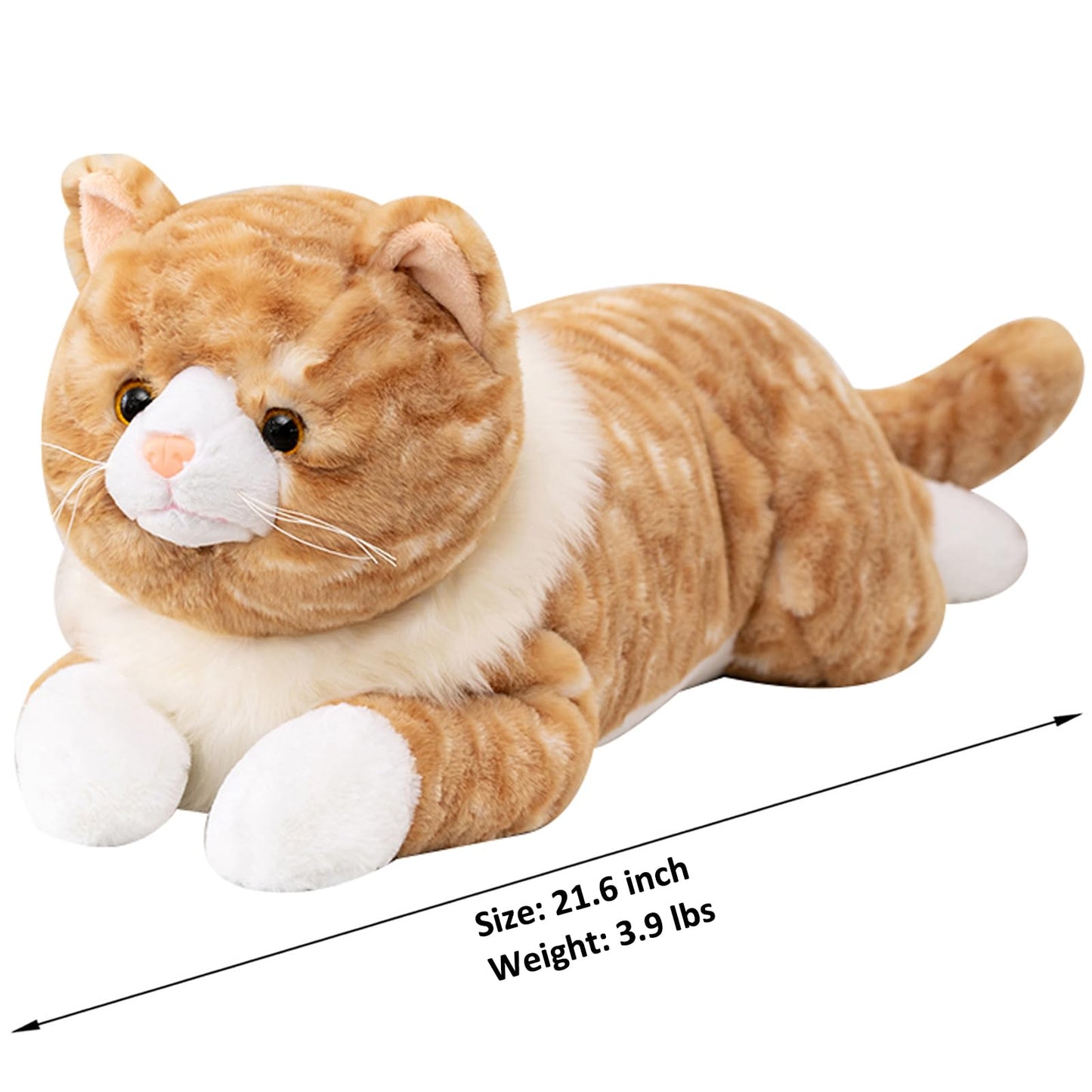 Fawowe Cat Weighted Plush Toy — Realistic 21.6" Hugging Cat Pillow, 3.9 lbs
