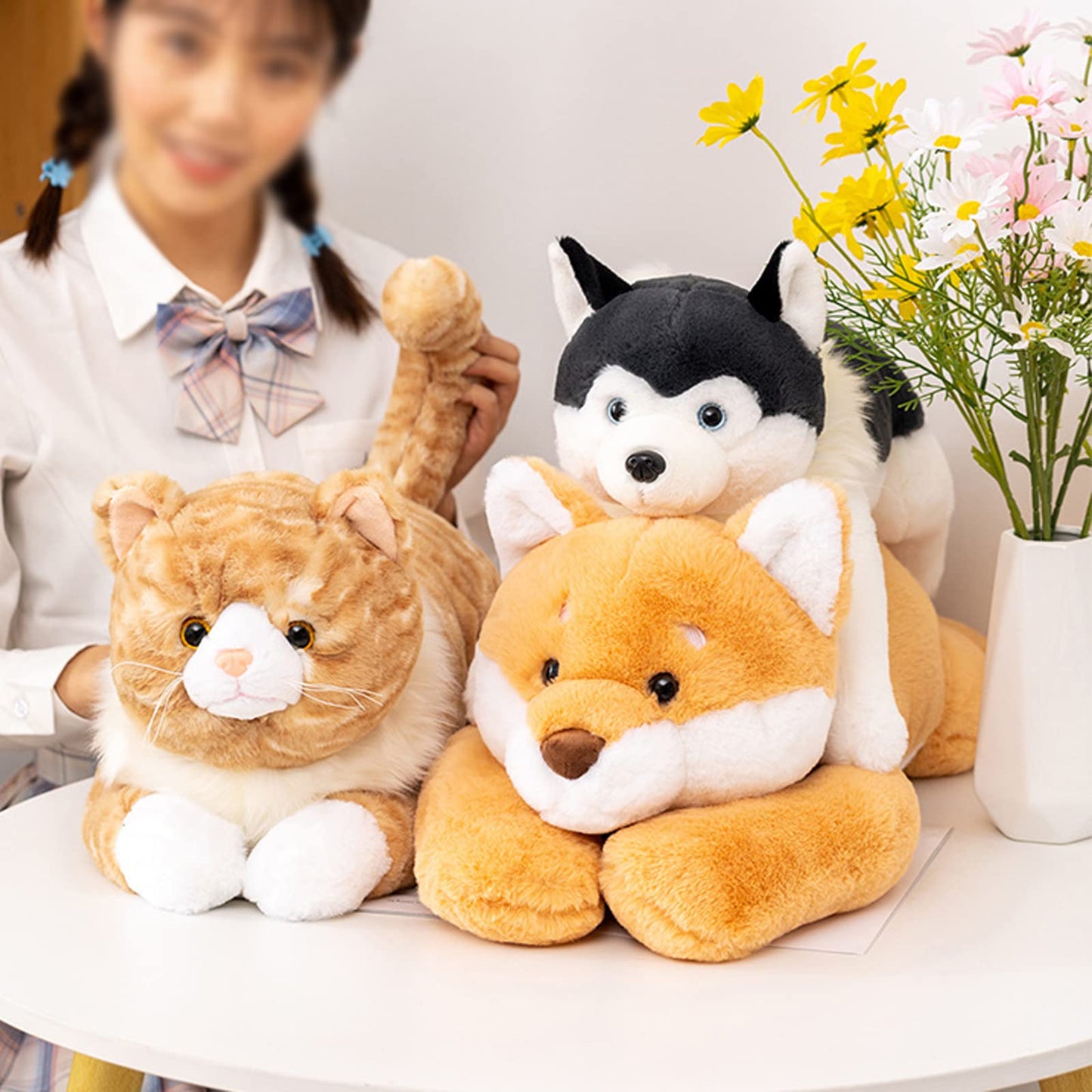 Fawowe Cat Weighted Plush Toy — Realistic 21.6" Hugging Cat Pillow, 3.9 lbs