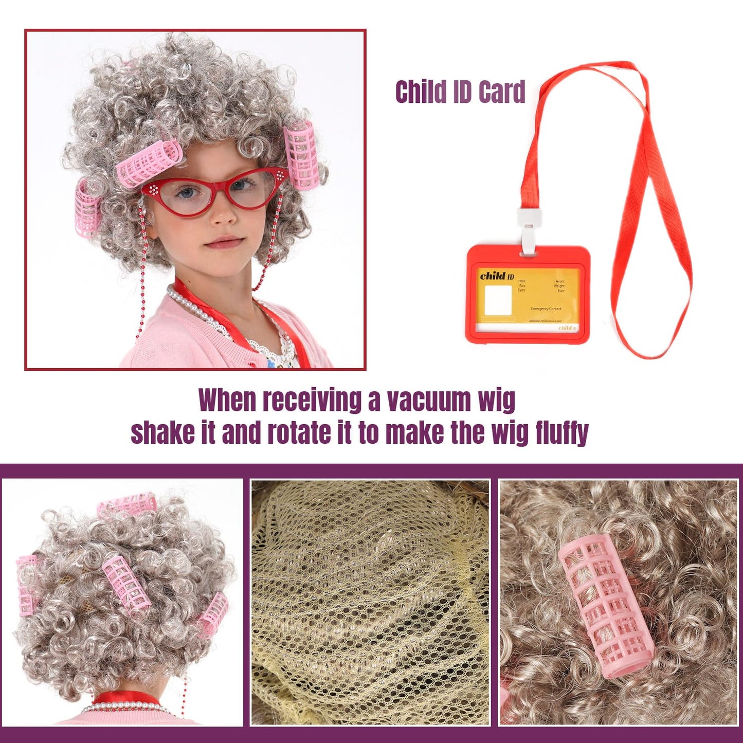 FAYBOX 9-Piece Old Lady Costume for Kids | 100 Days of School Dress-Up