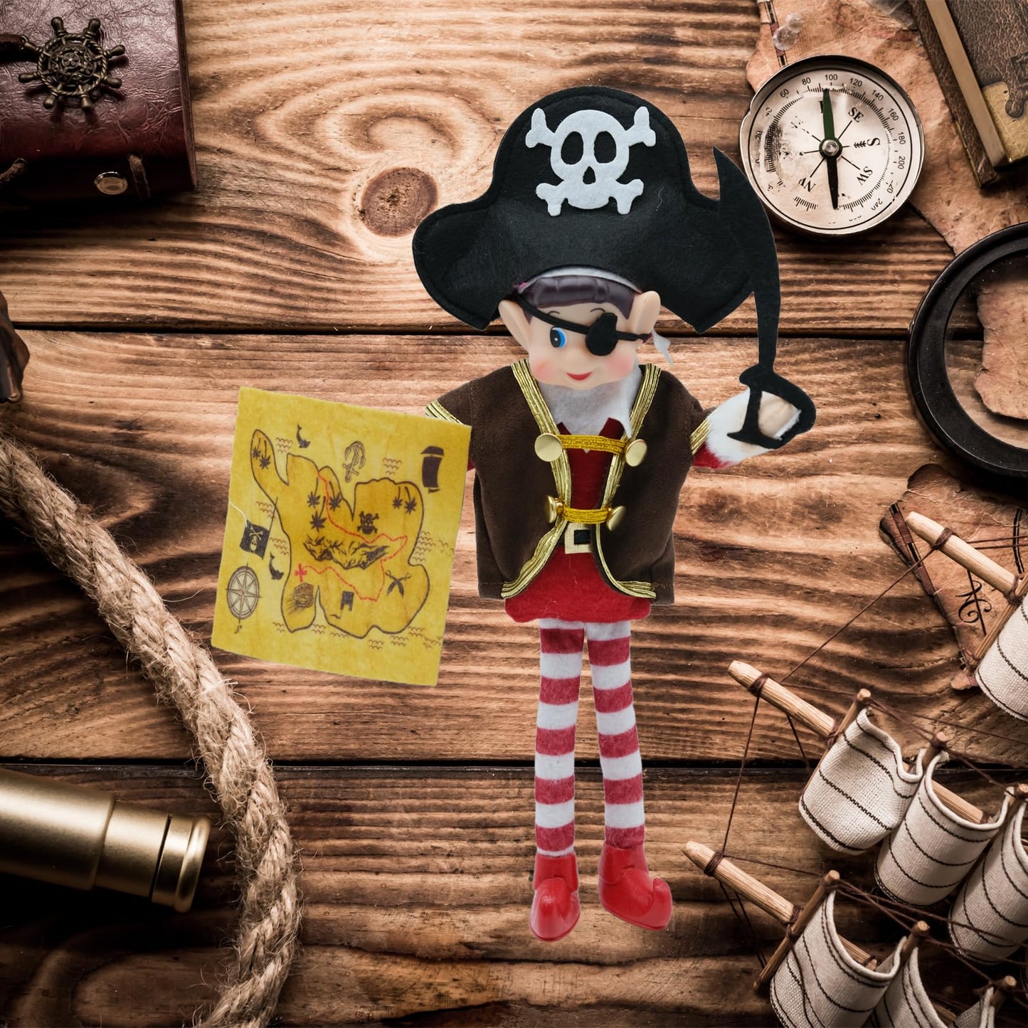 Fayelfland Pirate Set Couture for 12-inch Elf Dolls | Easy Dress-Up Toy Accessory