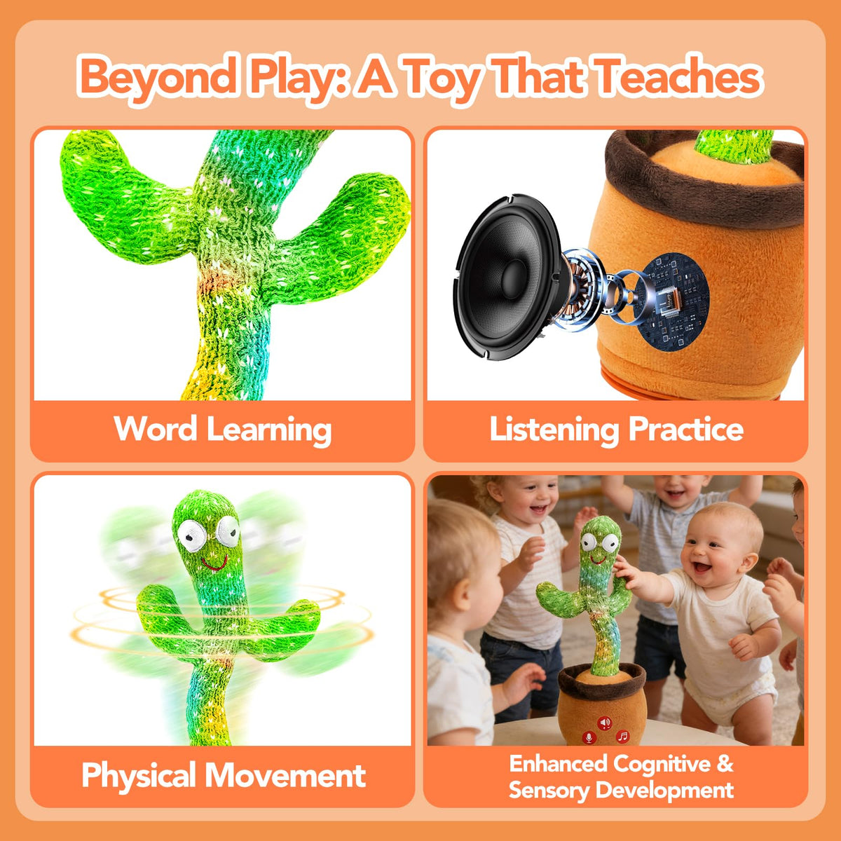 FAYOUCZ Dancing Talking Cactus Toy – Interactive Singing & Volume Control