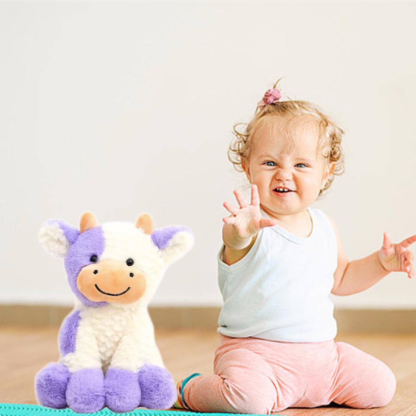 FAYUAKU 9-Inch Purple Cow Plush Doll – Soft Cow Stuffed Animal for Kids