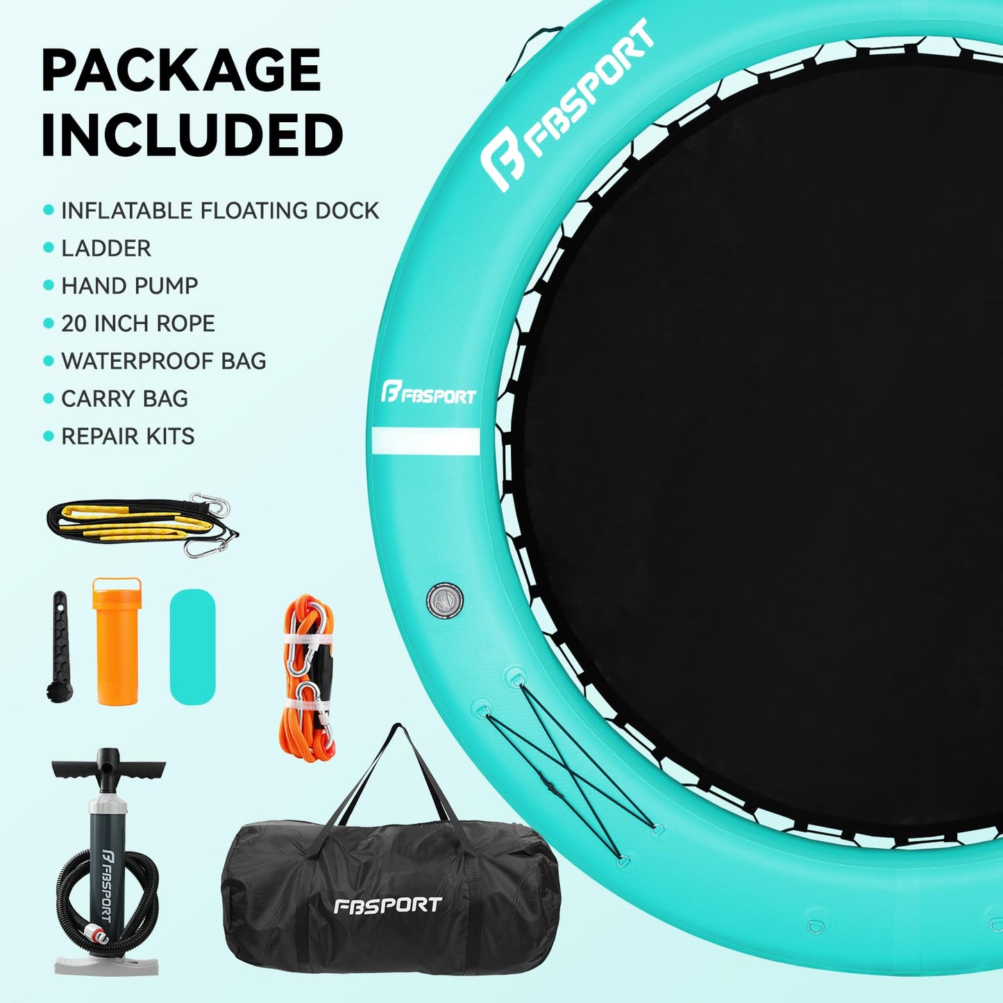 FBSPORT Inflatable Water Hammock Round – 8ft Floating Island Dock for Lake | Sun Lounger & Pool Platform